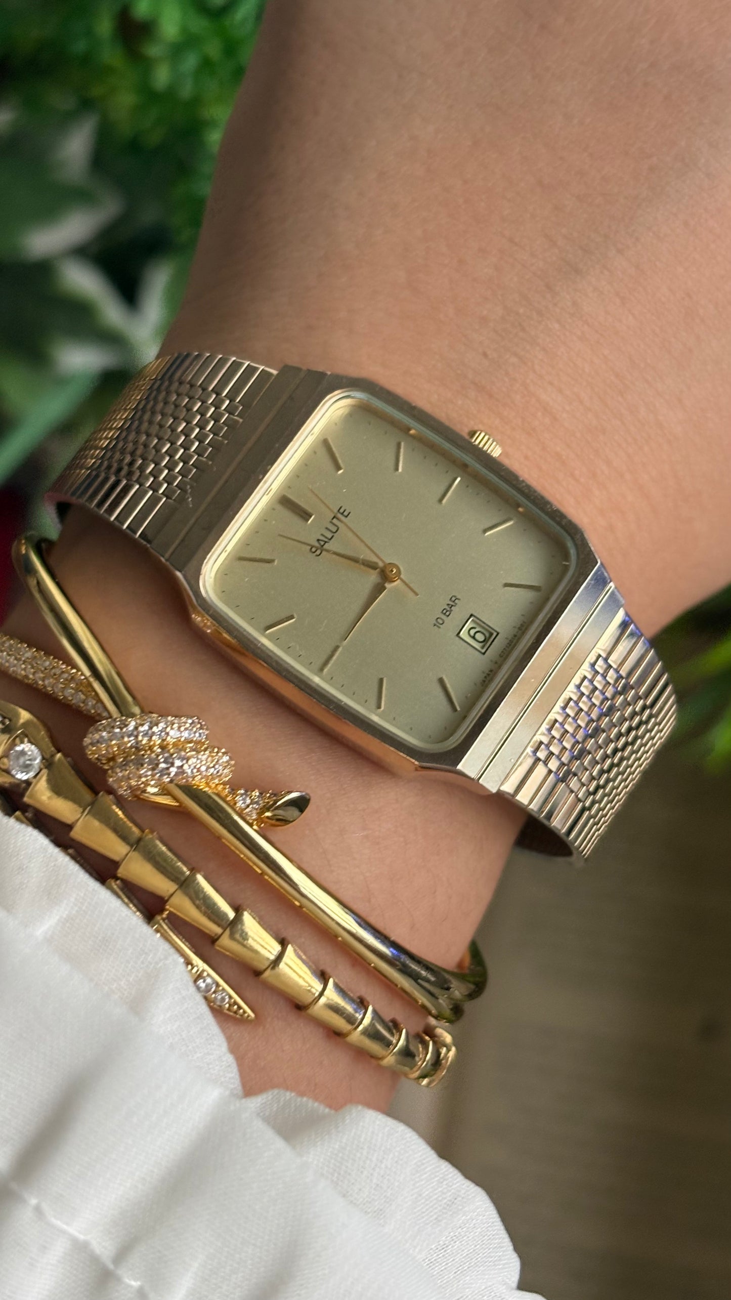 Vintage Salute Men’s Tank Watch in Gold Tone