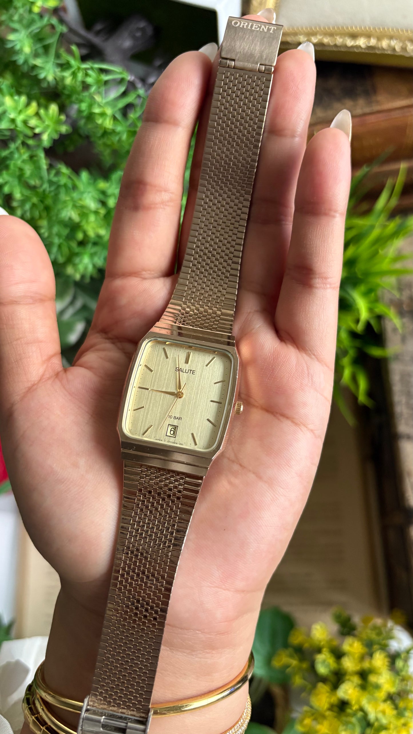 Vintage Salute Men’s Tank Watch in Gold Tone