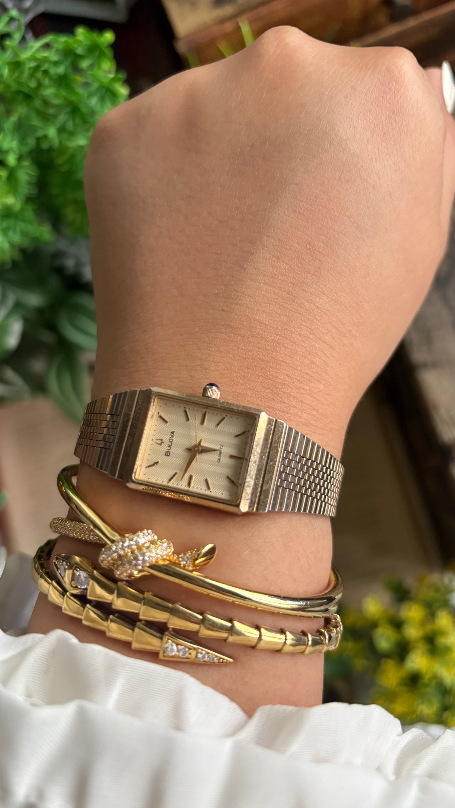 Vintage Bulova Women’s Tank Watch in Gold Tone