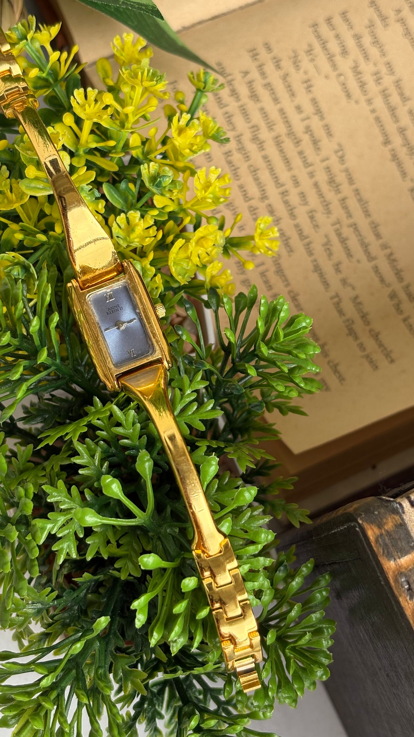 Vintage Anne Klein Watch in Gold Tone Blue Dial Gucci Style