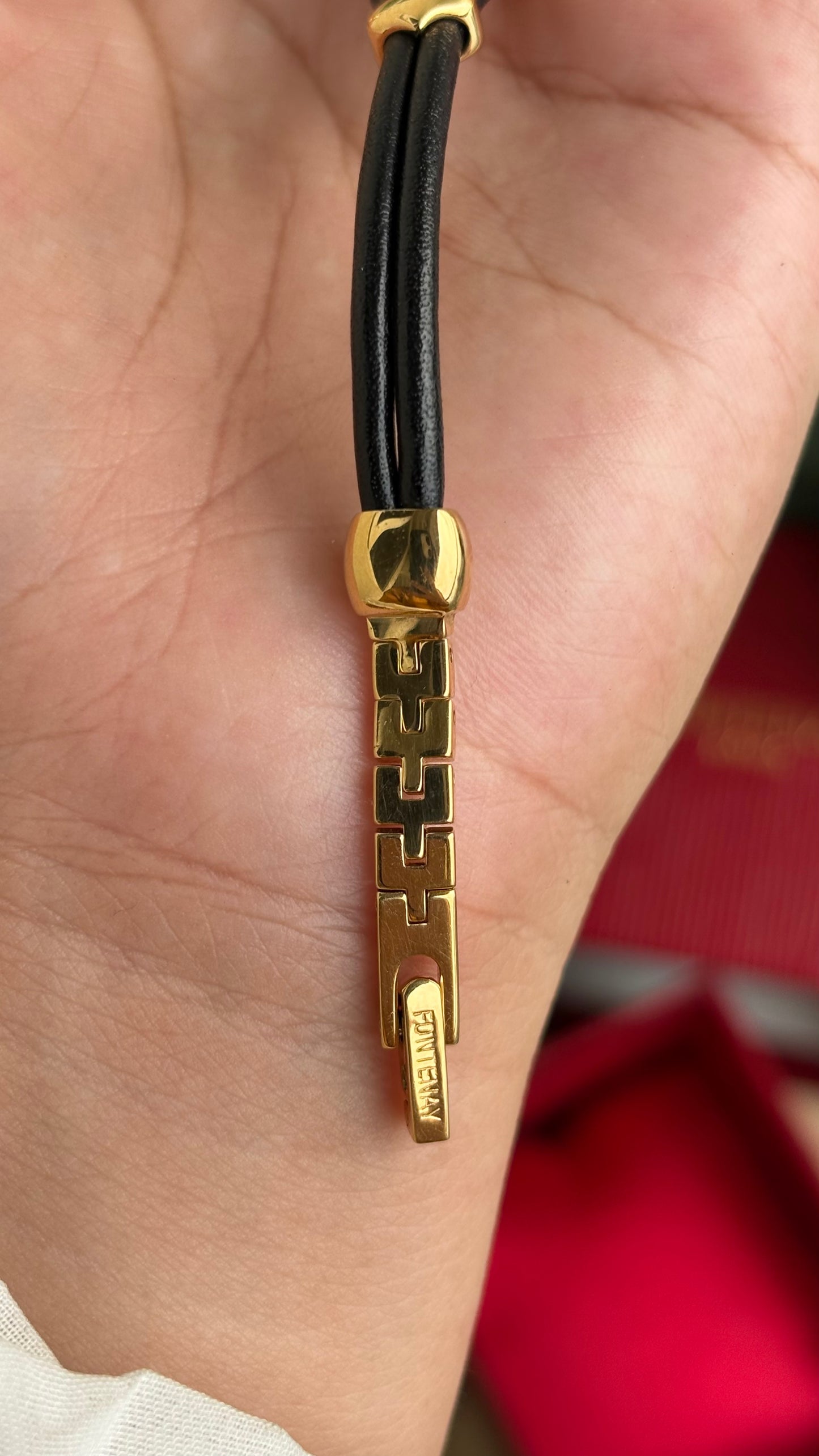 Vintage Fontenay Parisian Luxury Watch in Gold Tone Black Thin Leather Straps