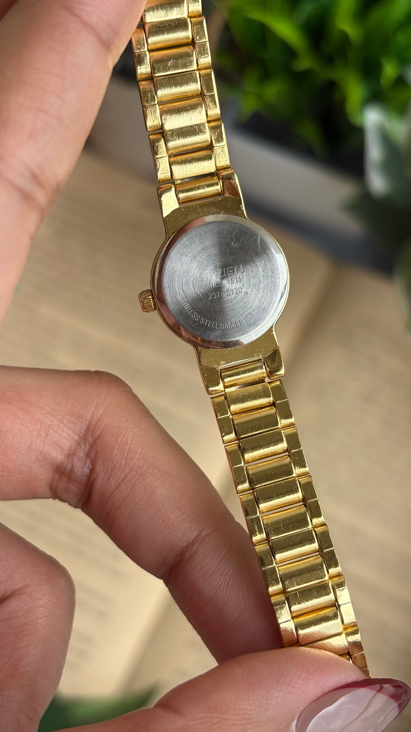 Extremely Rare and Dainty Vintage Gruen Bejeweled Watch in Gold Tone with 4 Genuine Diamonds