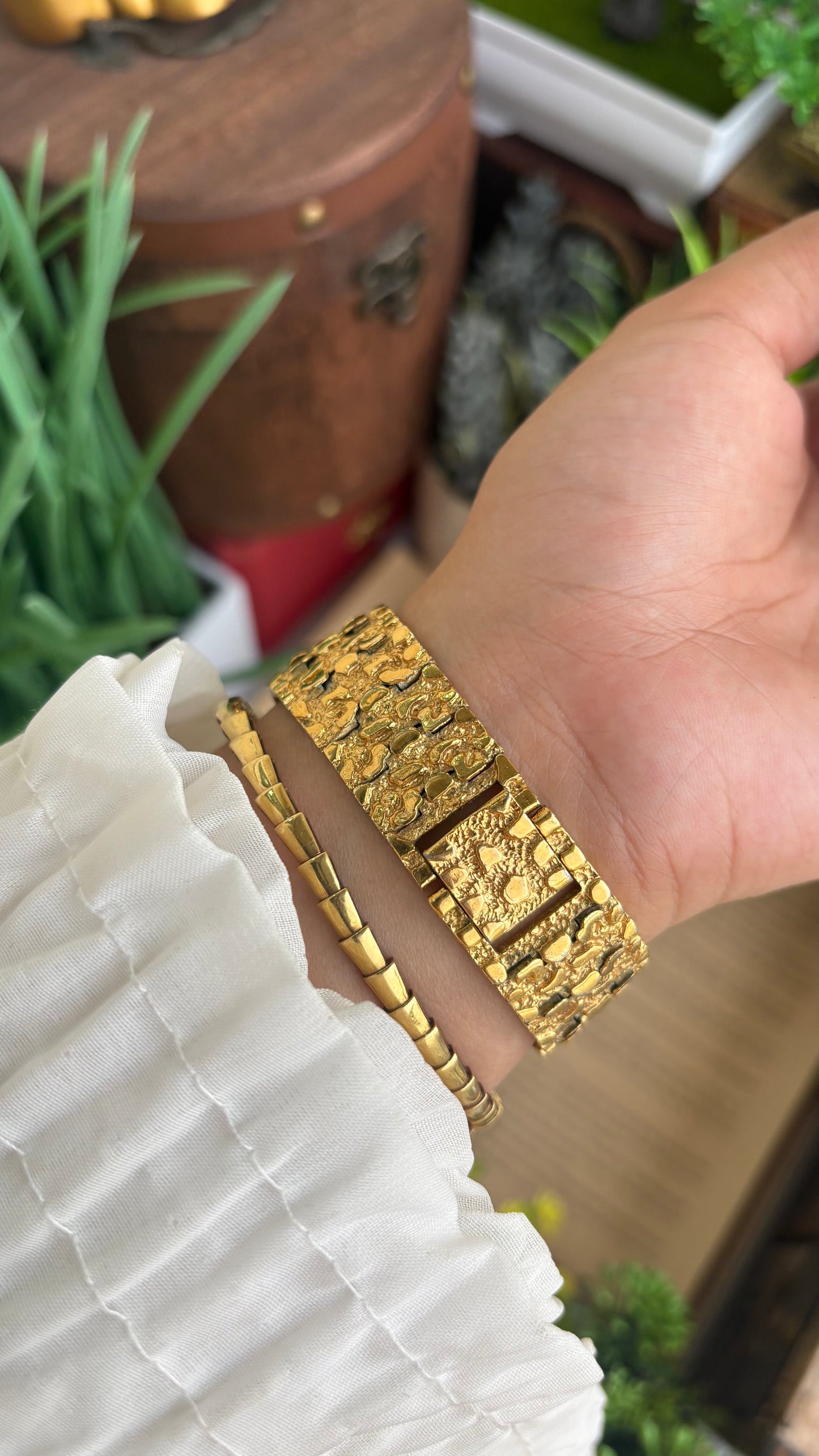 Vintage Gruen Nugget Watch in Gold Tone with Diamond