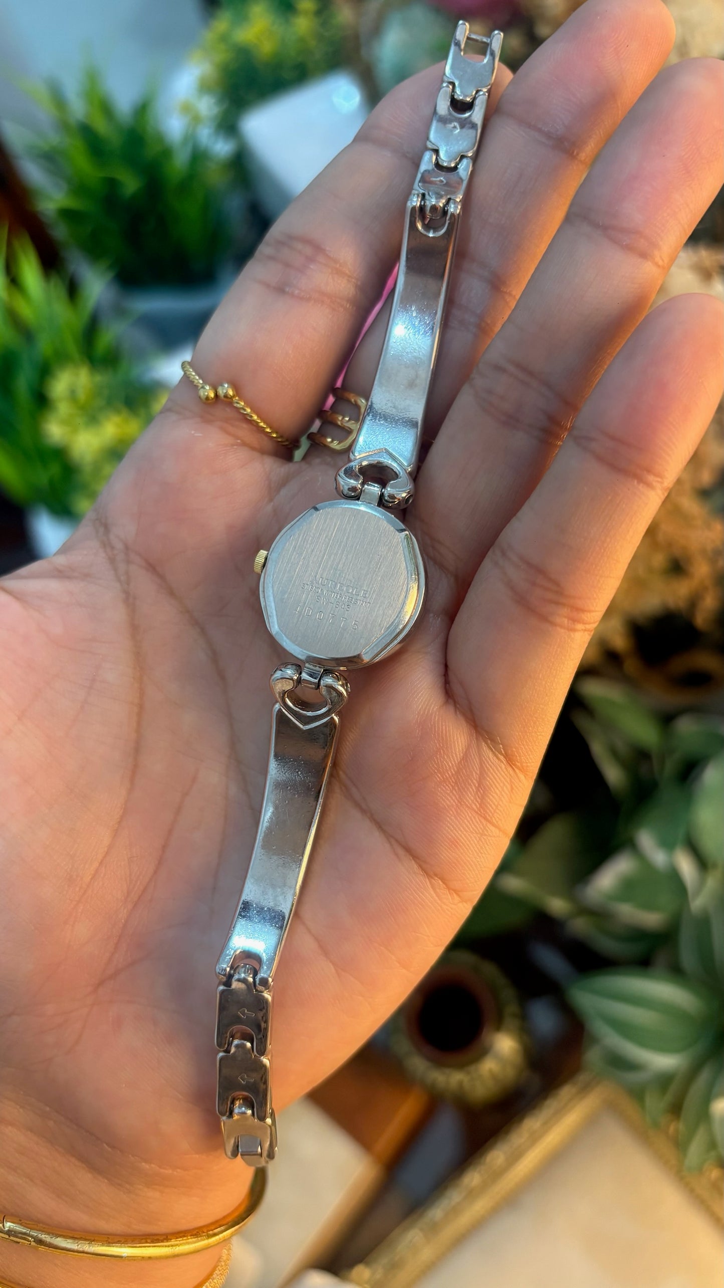 Vintage Aureole Roman Dial Semi-Bangle Watch in Two-Tone Quartz