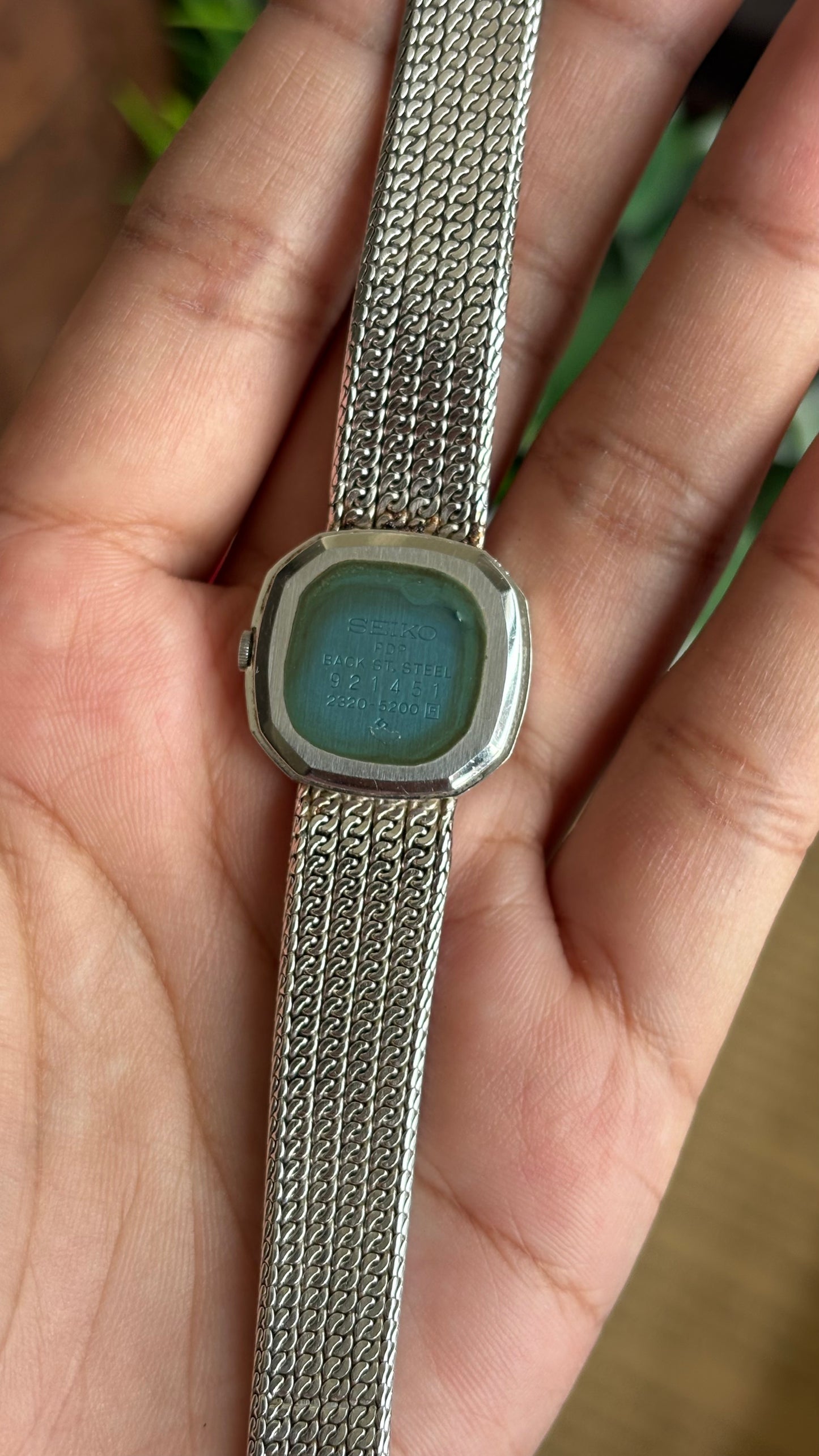 Extremely Rare Vintage Seiko Watch in Silver Tone Braided Style Bracelet