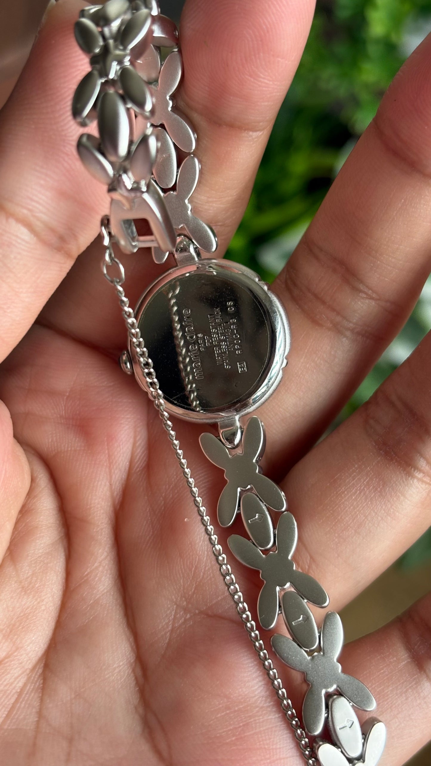 Vintage Coquette Marie Claire Watch in Silver Tone Pink Dial