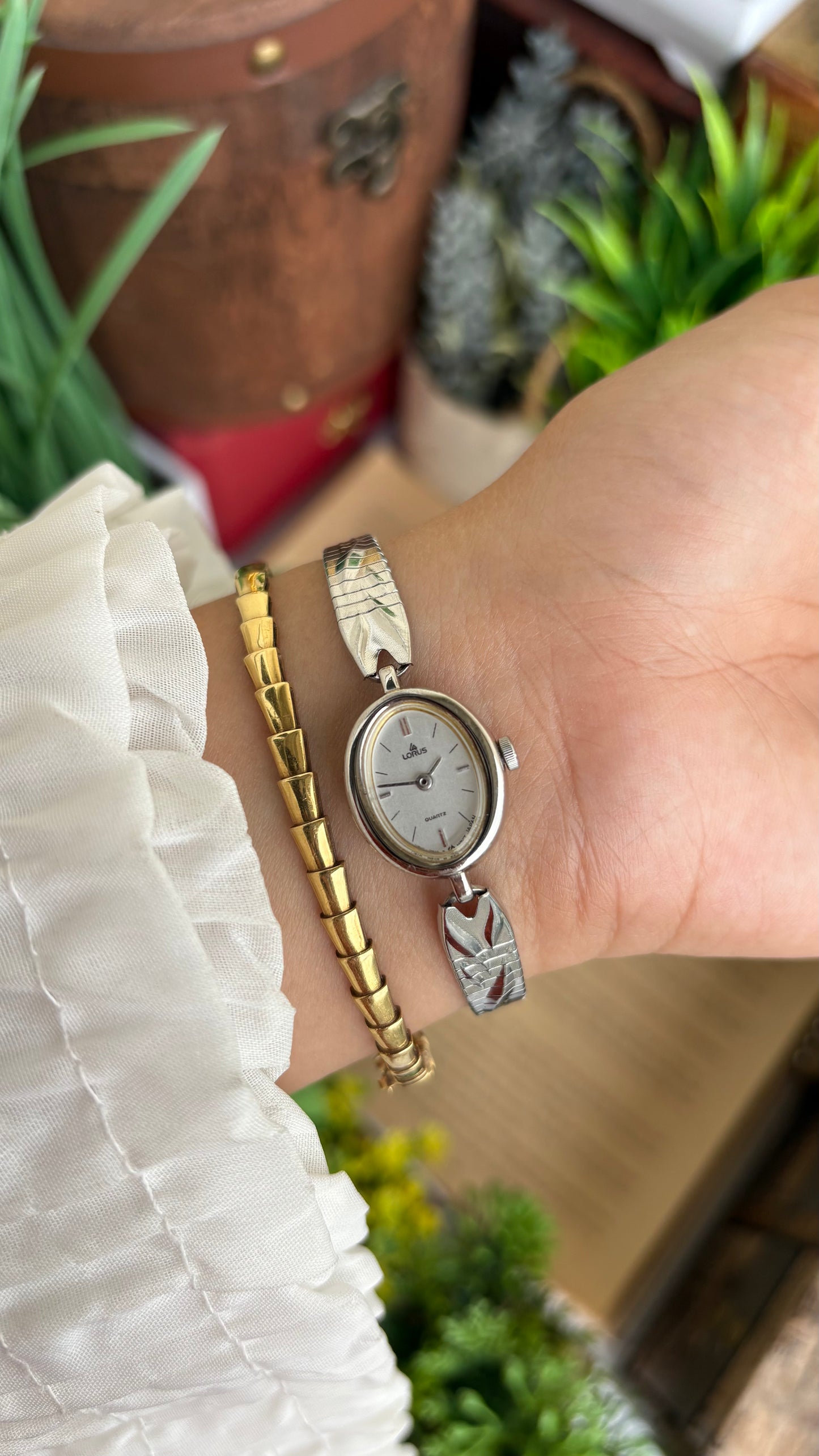 Vintage Lorus by Seiko Watch in Silver Tone Oval Dial