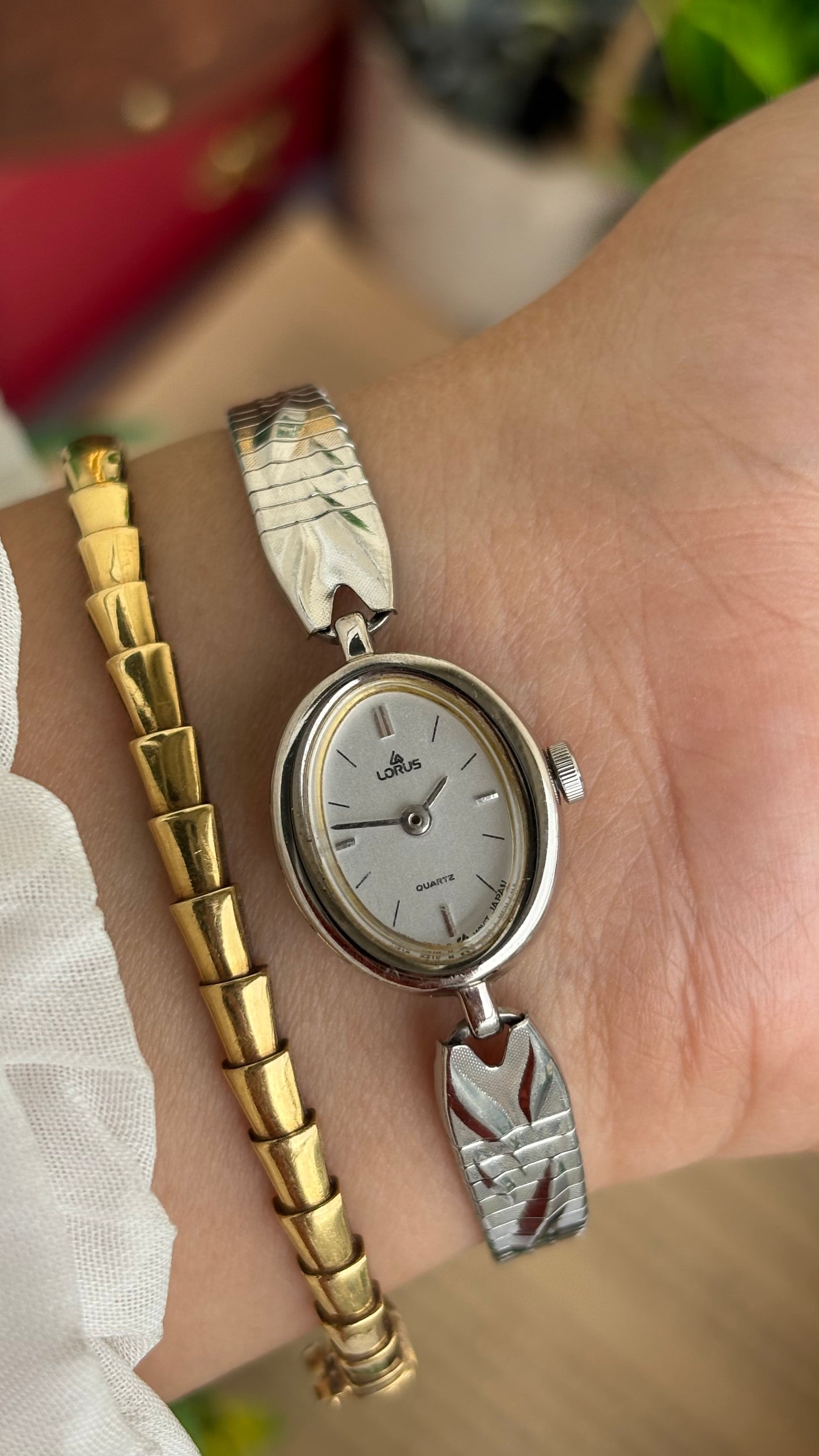 Vintage Lorus by Seiko Watch in Silver Tone Oval Dial