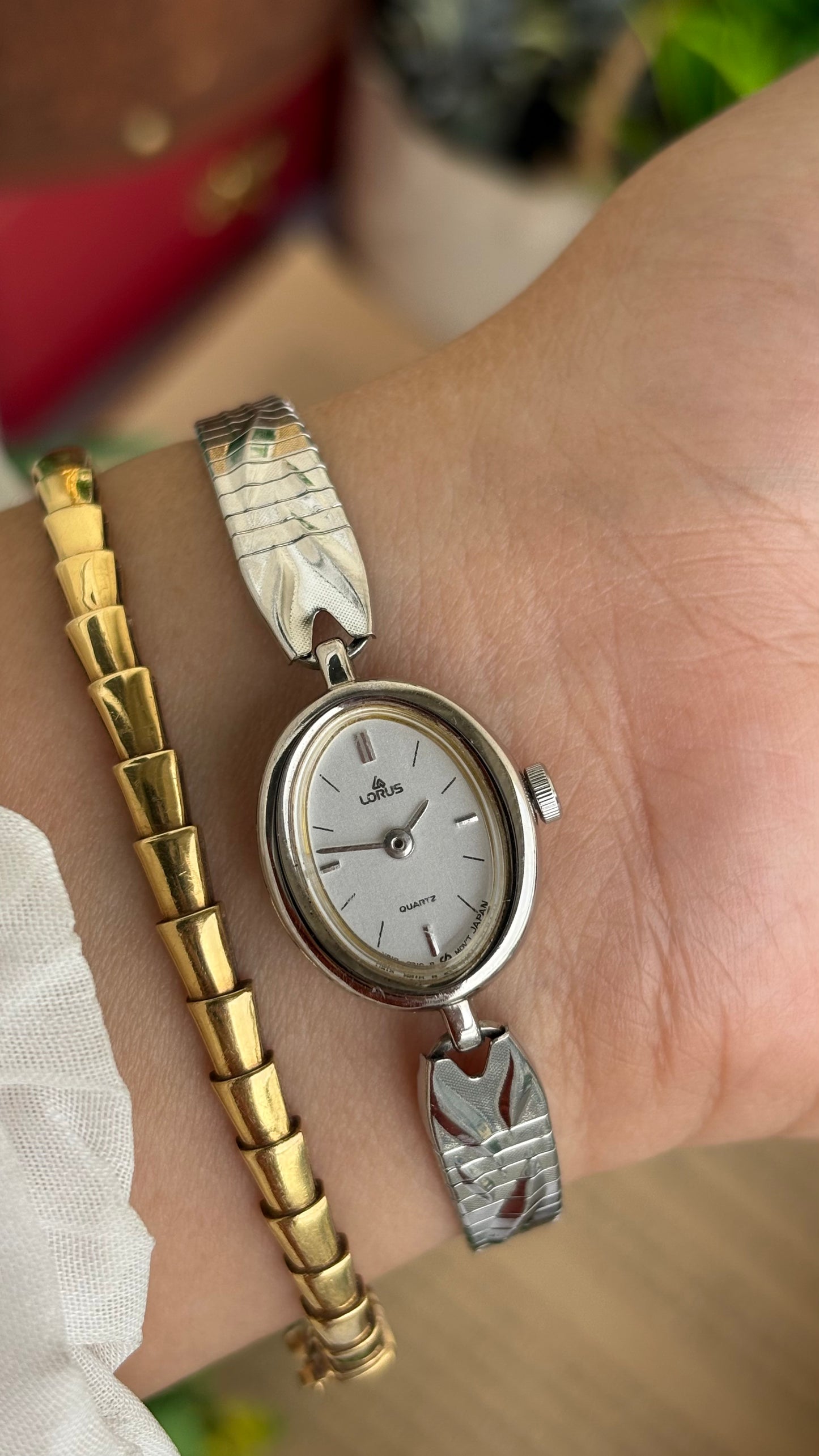 Vintage Lorus by Seiko Watch in Silver Tone Oval Dial