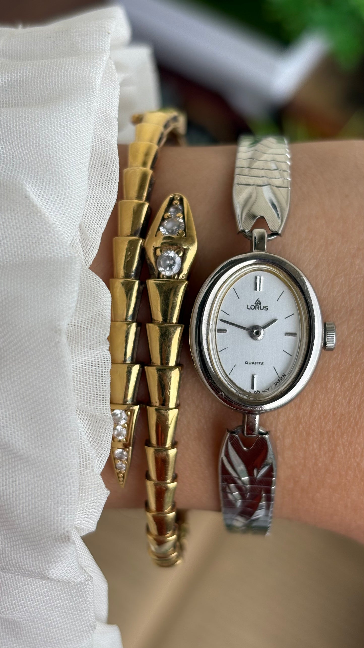 Vintage Lorus by Seiko Watch in Silver Tone Oval Dial