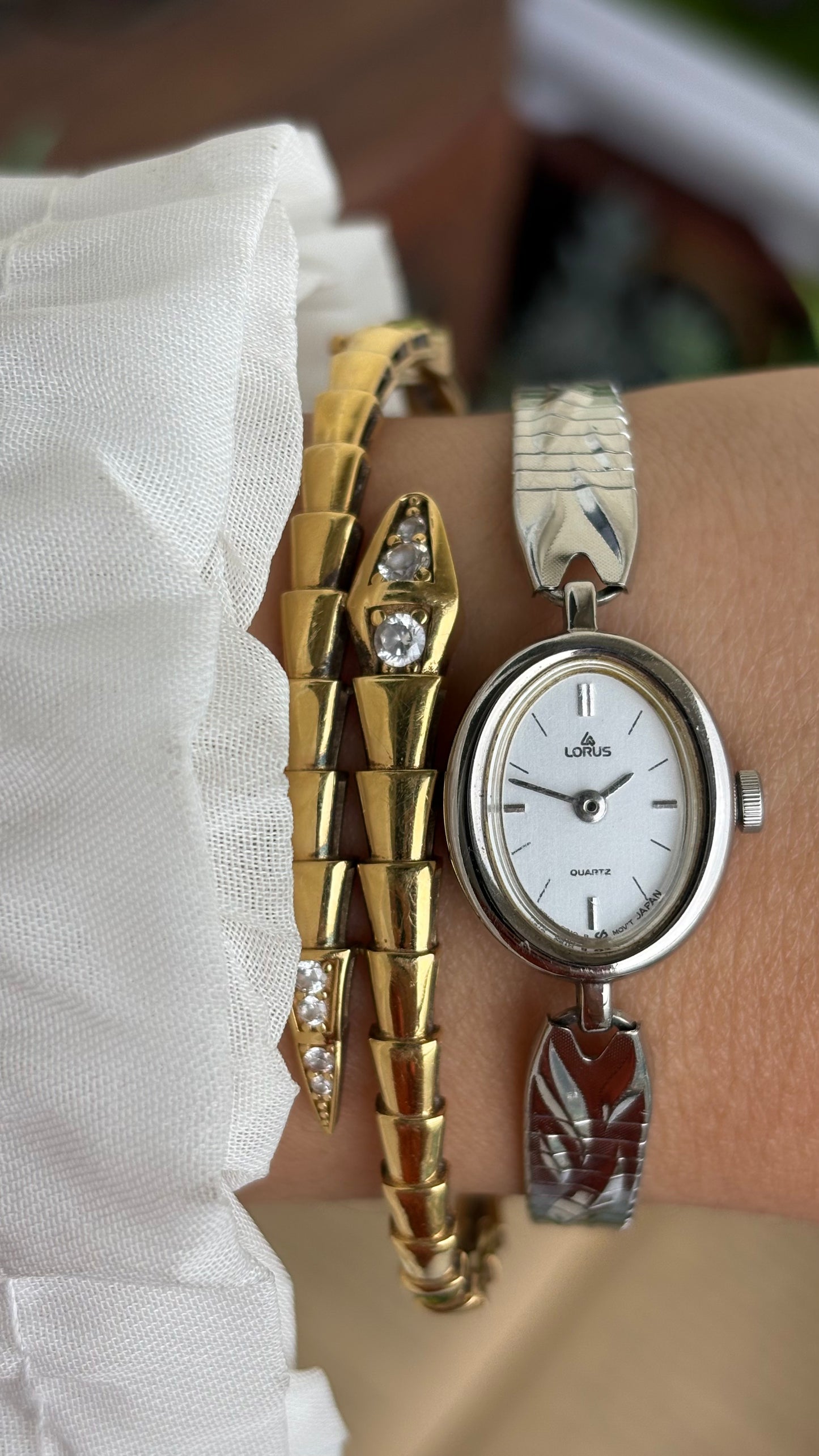 Vintage Lorus by Seiko Watch in Silver Tone Oval Dial