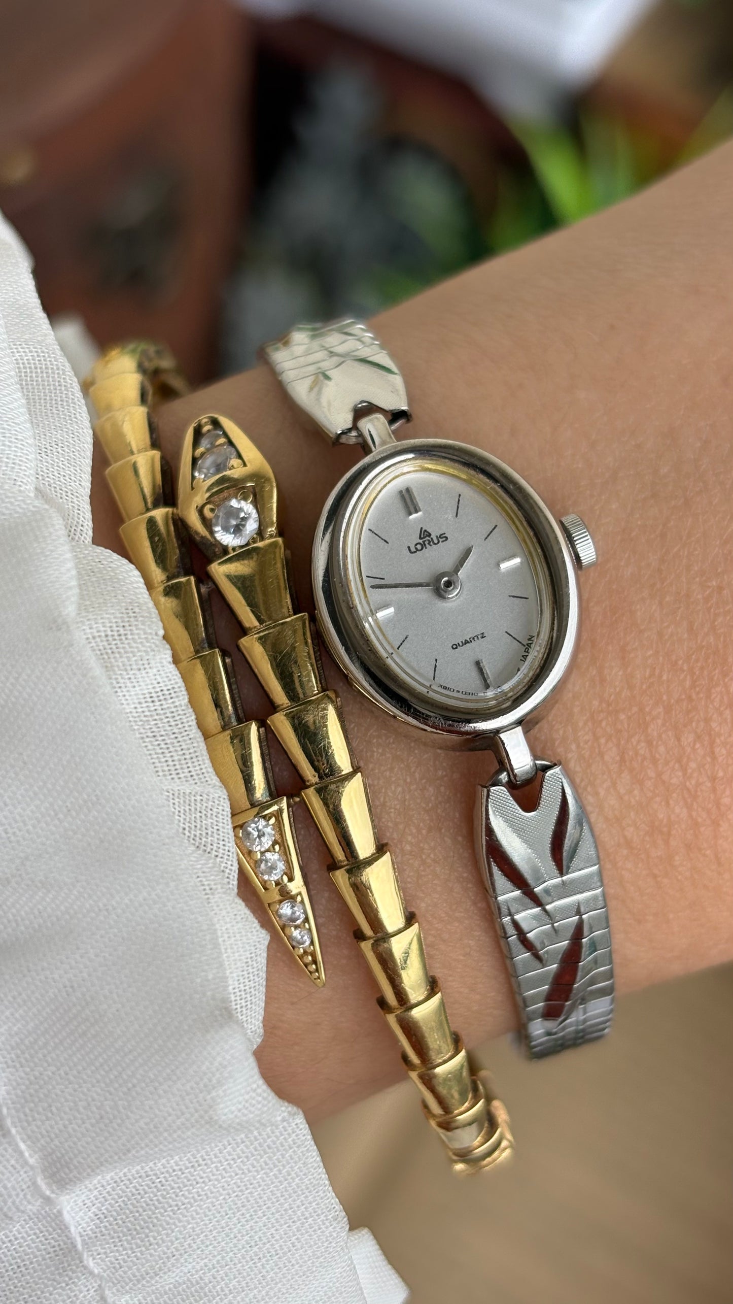 Vintage Lorus by Seiko Watch in Silver Tone Oval Dial