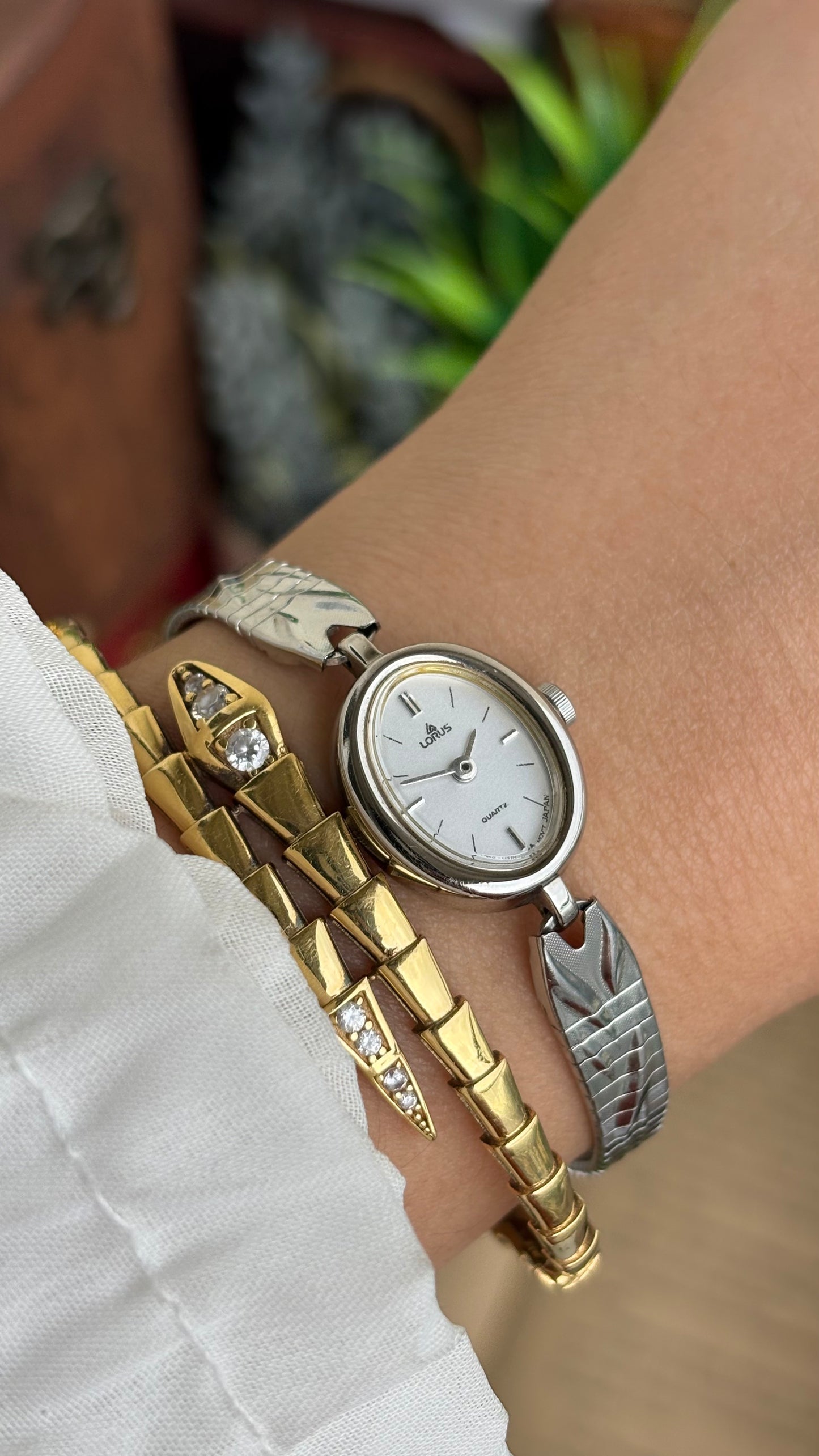 Vintage Lorus by Seiko Watch in Silver Tone Oval Dial