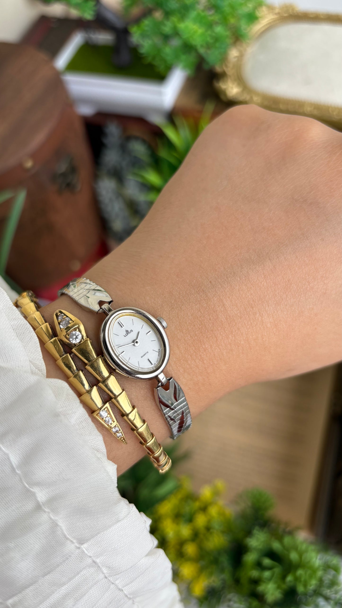 Vintage Lorus by Seiko Watch in Silver Tone Oval Dial