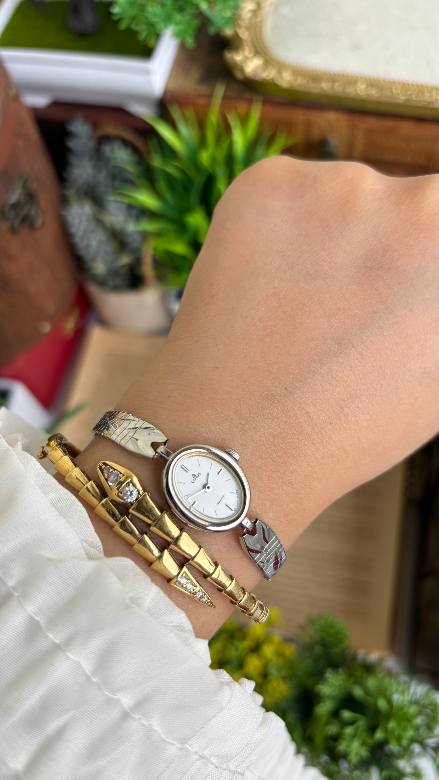 Vintage Lorus by Seiko Watch in Silver Tone Oval Dial