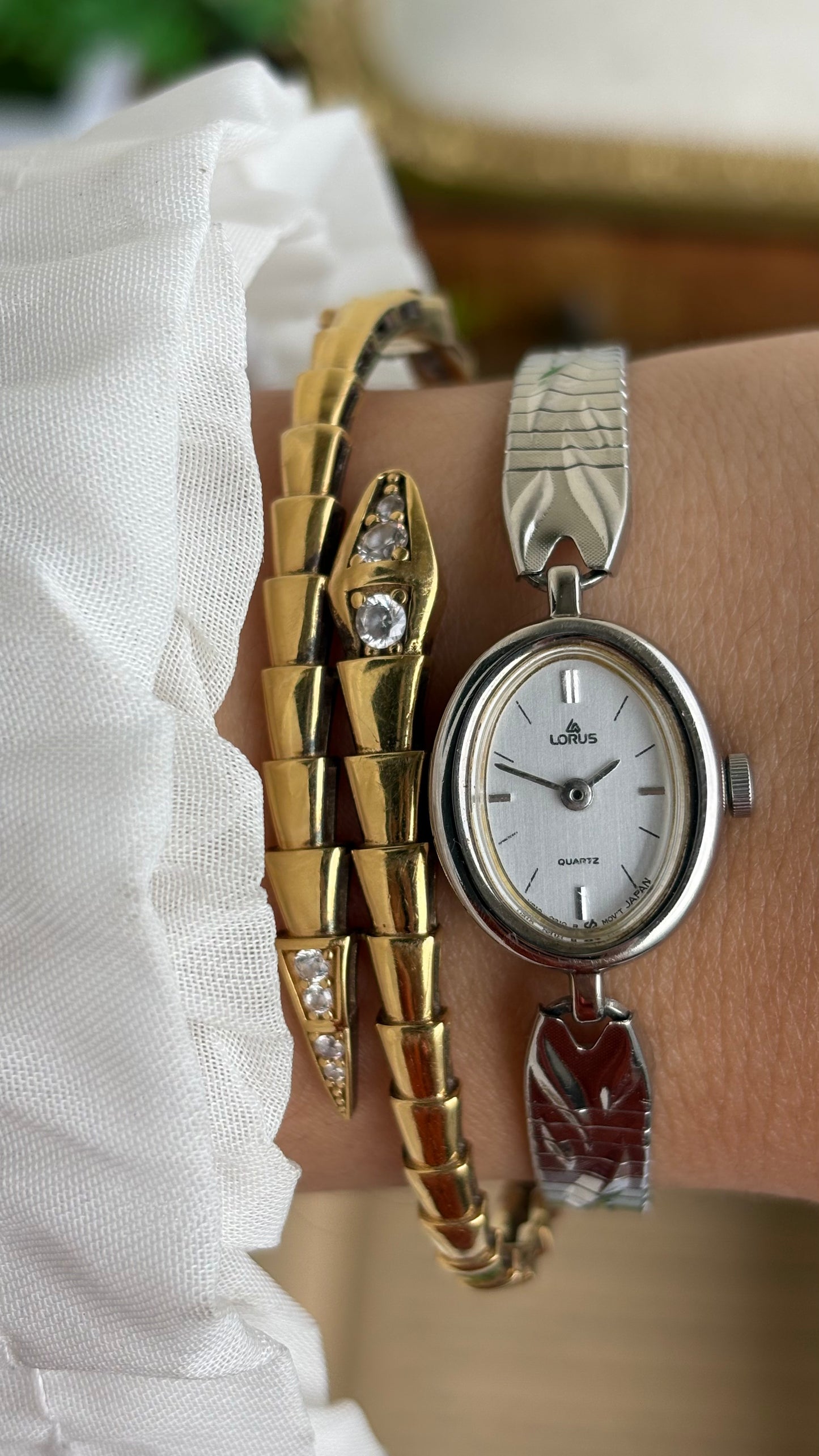Vintage Lorus by Seiko Watch in Silver Tone Oval Dial
