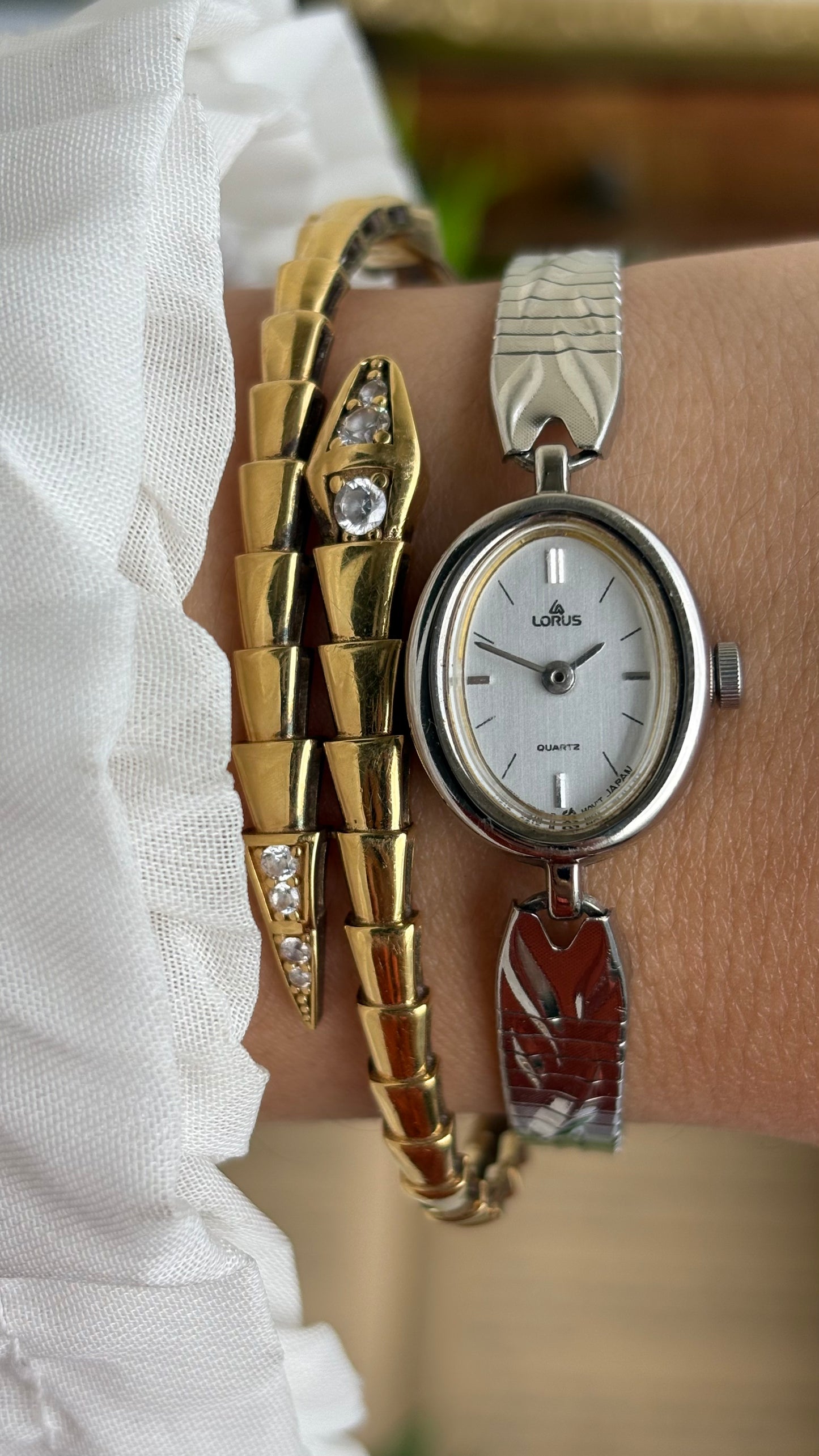 Vintage Lorus by Seiko Watch in Silver Tone Oval Dial