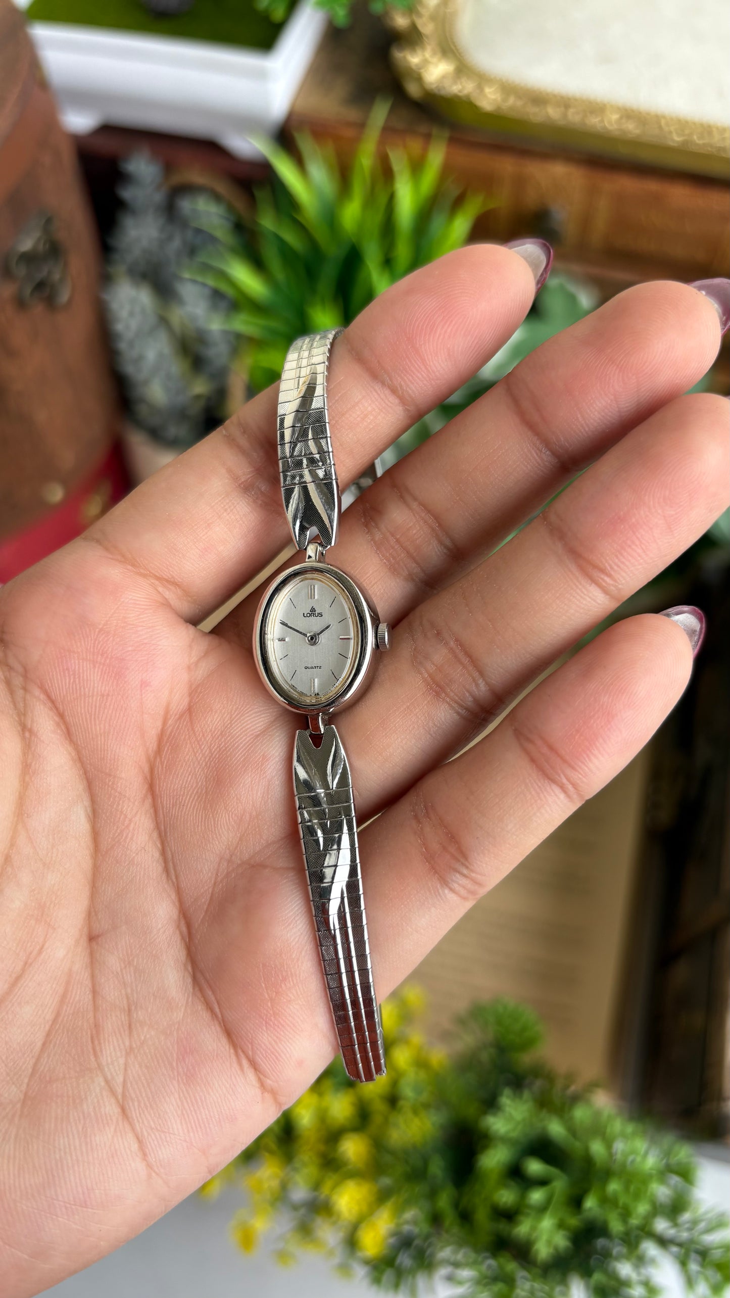 Vintage Lorus by Seiko Watch in Silver Tone Oval Dial