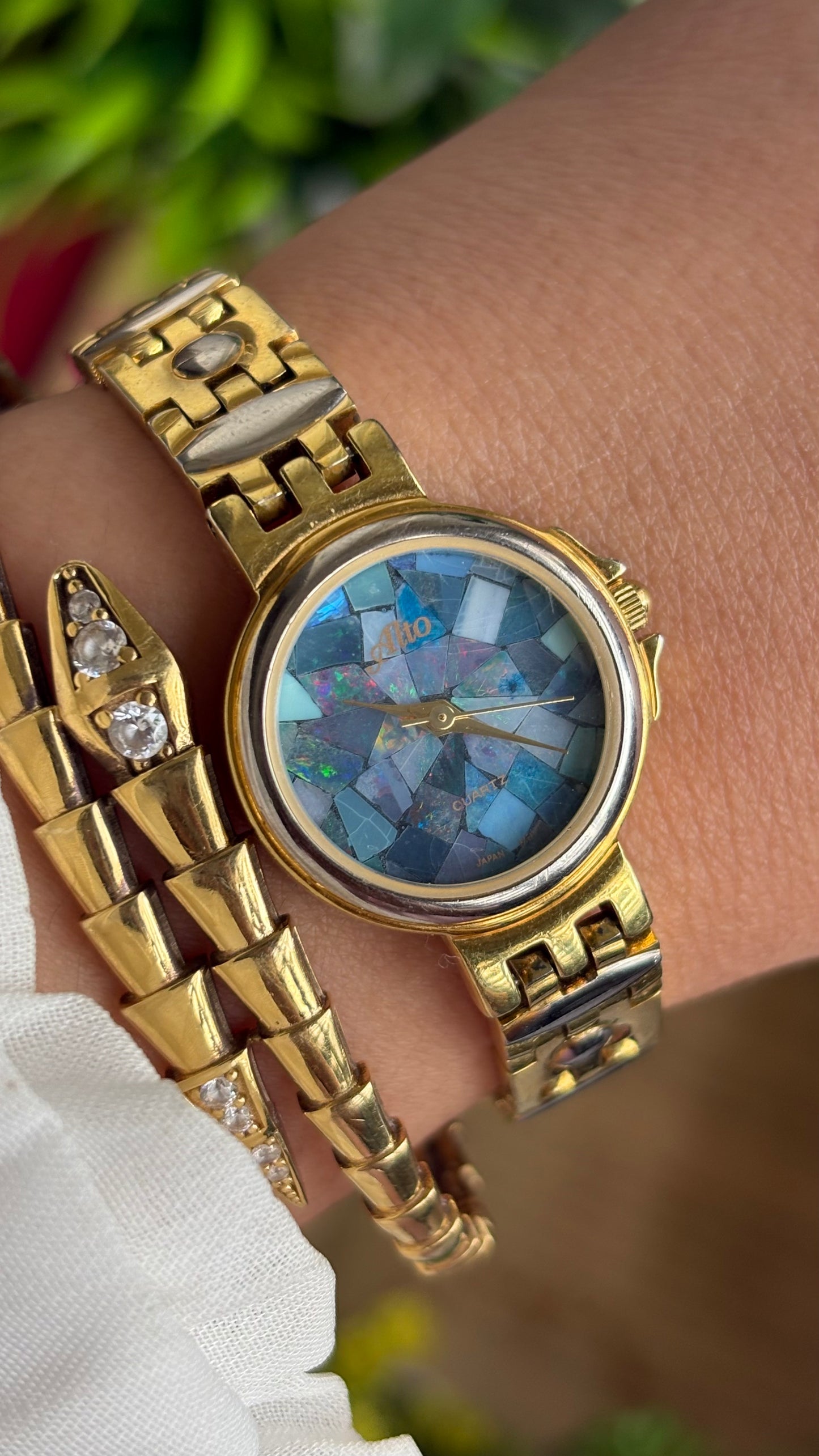 Vintage Alto by Seiko Watch in Two-Tone with Unique Mosaic Tile Dial
