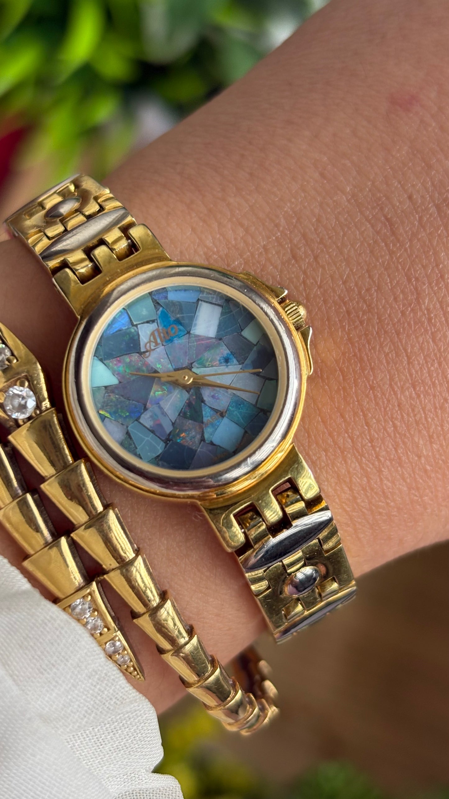 Vintage Alto by Seiko Watch in Two-Tone with Unique Mosaic Tile Dial