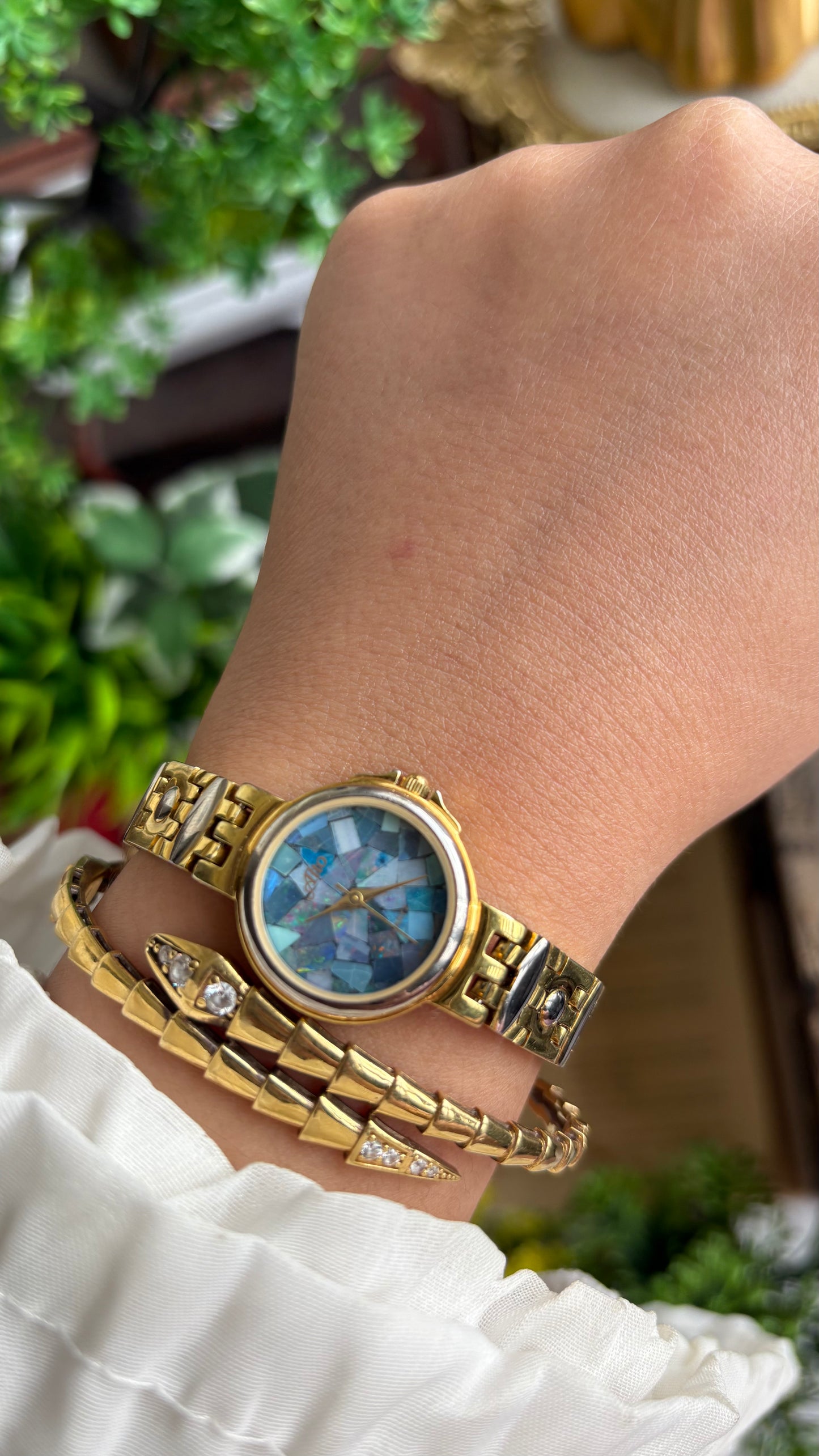 Vintage Alto by Seiko Watch in Two-Tone with Unique Mosaic Tile Dial