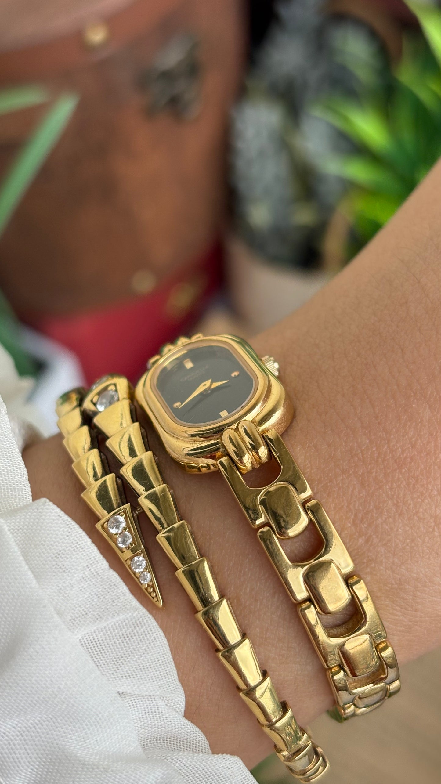 Extremely Rare Caravelle by Bulova Watch in Gold Tone Black Oval Dial
