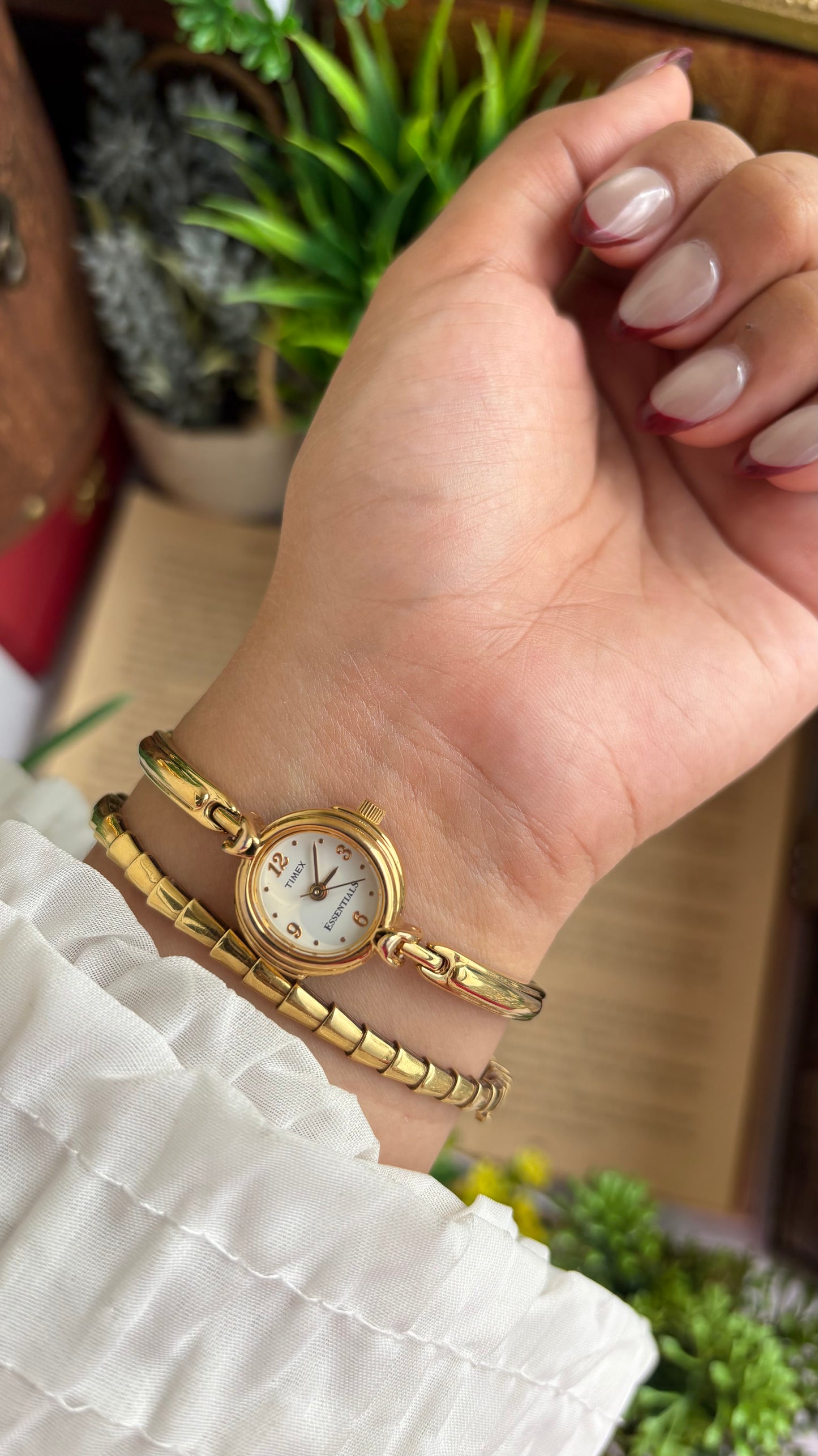 Extremely Rare Vintage Dainty Timex Essentials Watch in Gold Tone