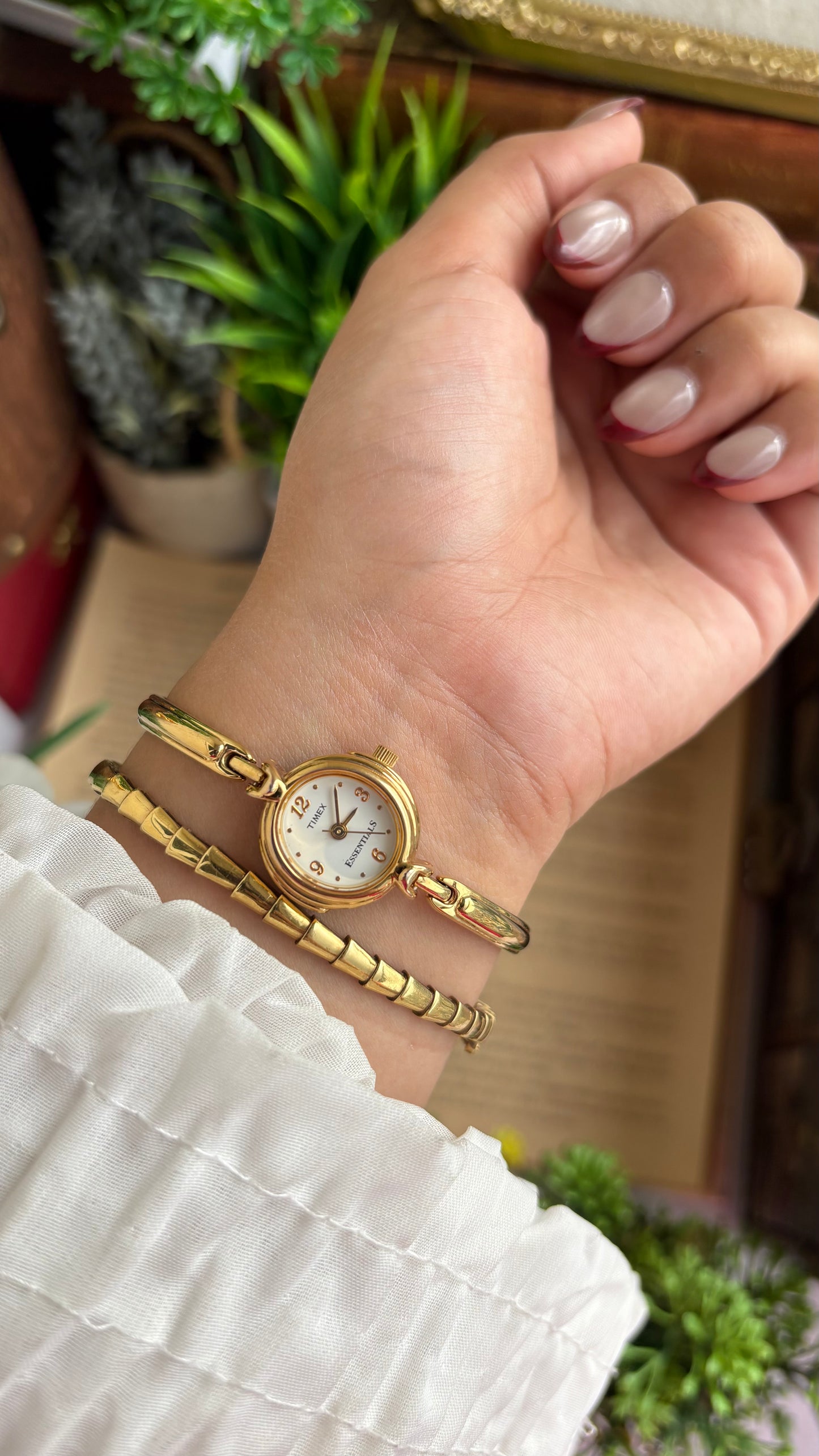 Extremely Rare Vintage Dainty Timex Essentials Watch in Gold Tone