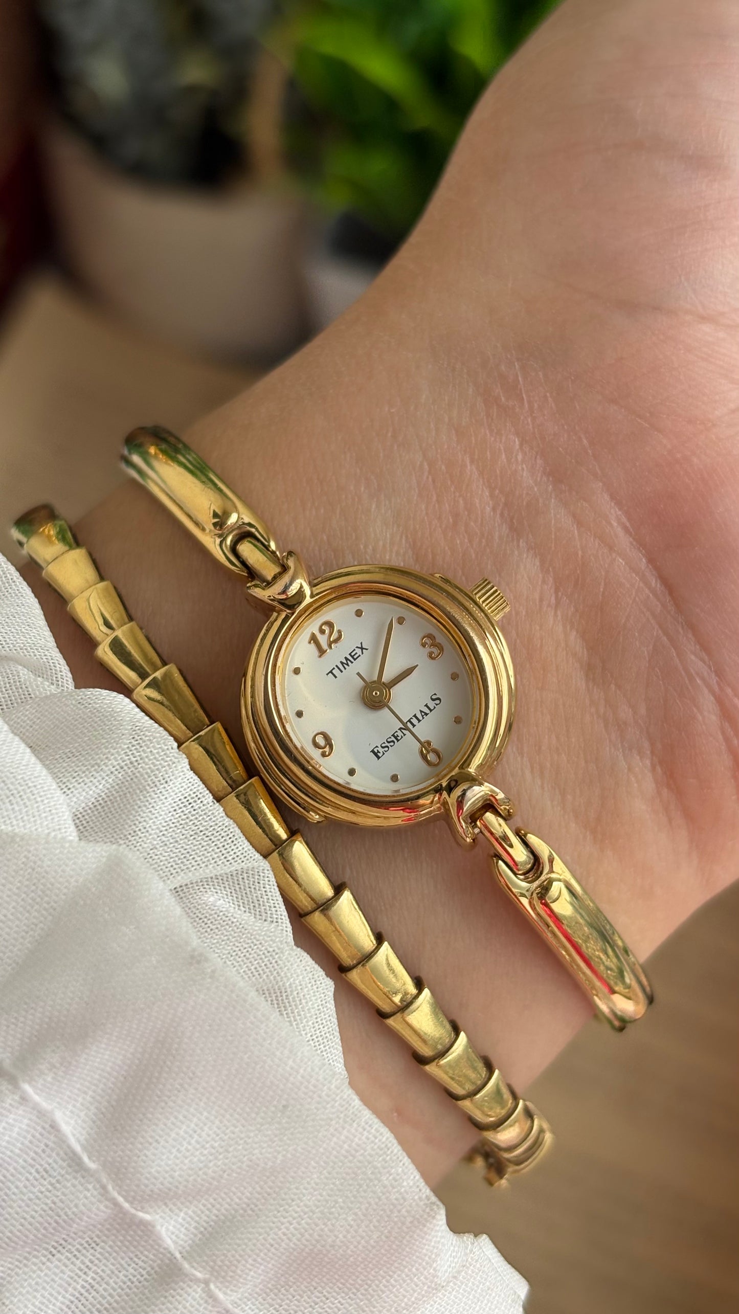 Extremely Rare Vintage Dainty Timex Essentials Watch in Gold Tone