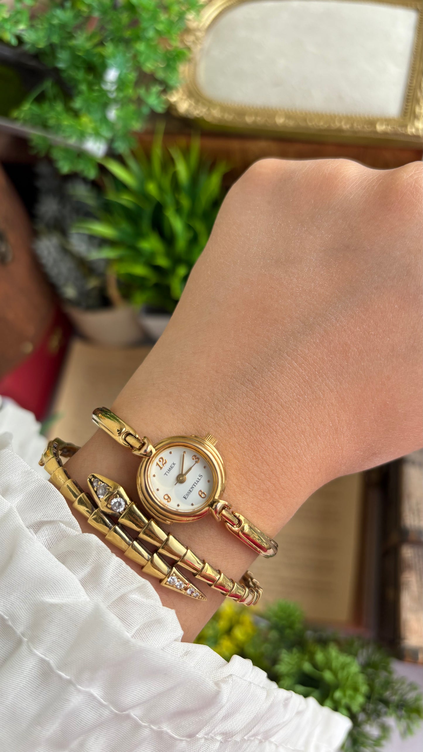 Extremely Rare Vintage Dainty Timex Essentials Watch in Gold Tone