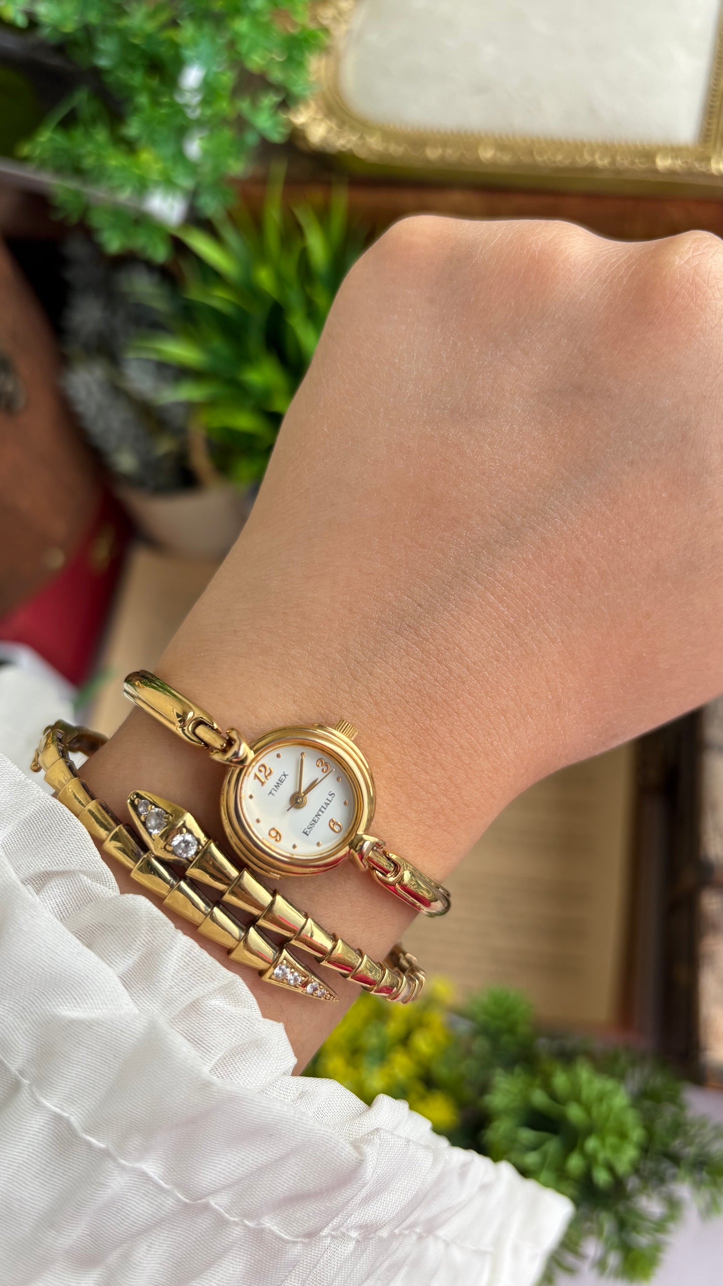 Extremely Rare Vintage Dainty Timex Essentials Watch in Gold Tone