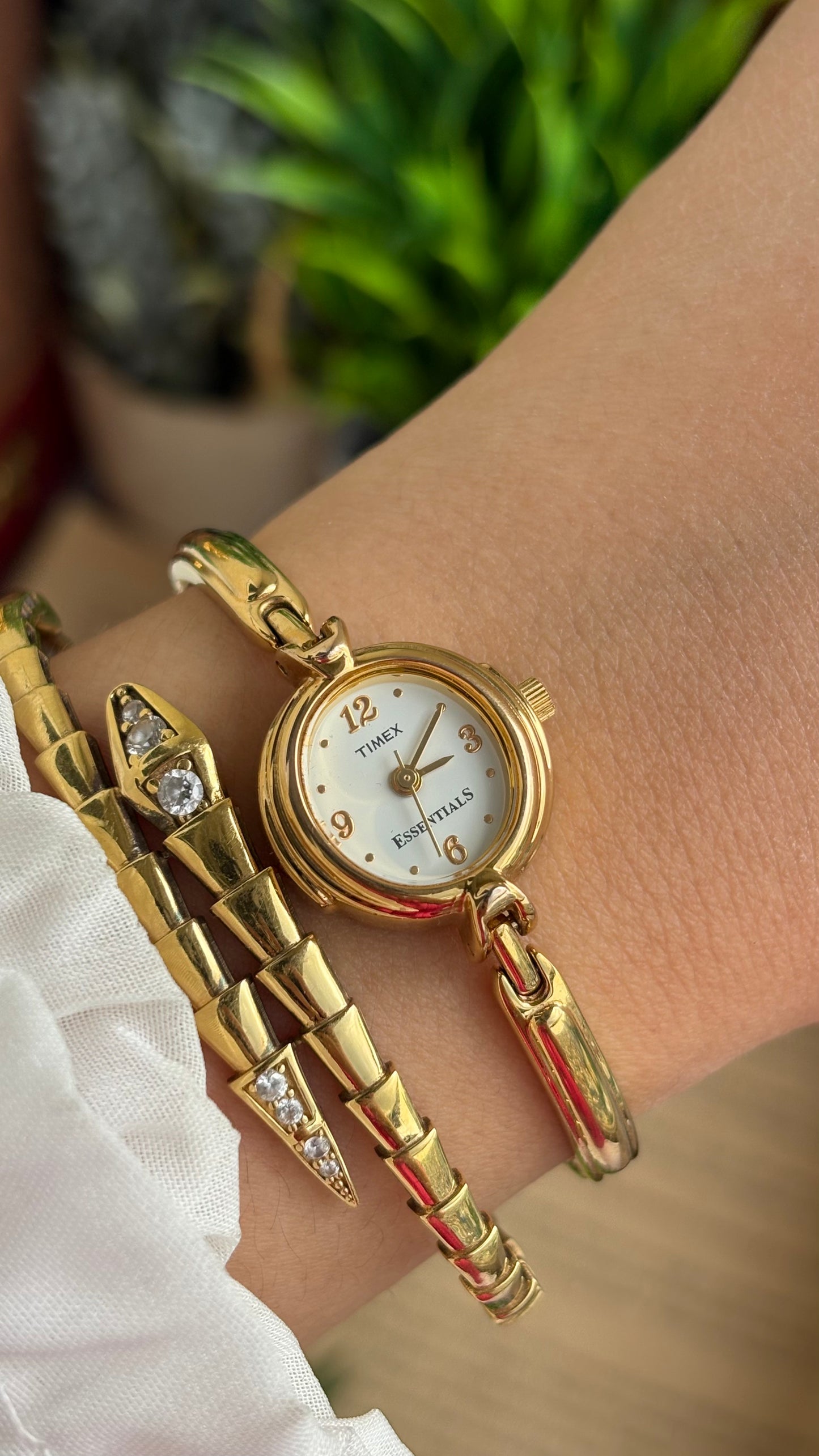 Extremely Rare Vintage Dainty Timex Essentials Watch in Gold Tone