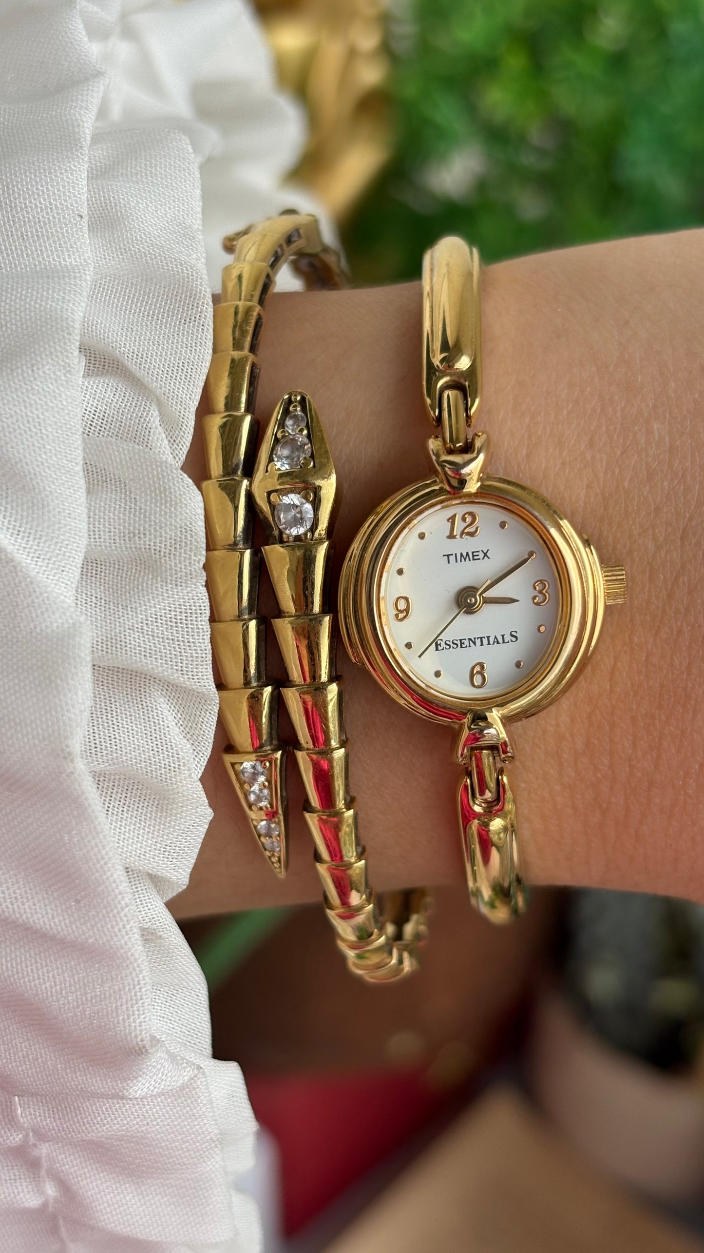 Extremely Rare Vintage Dainty Timex Essentials Watch in Gold Tone