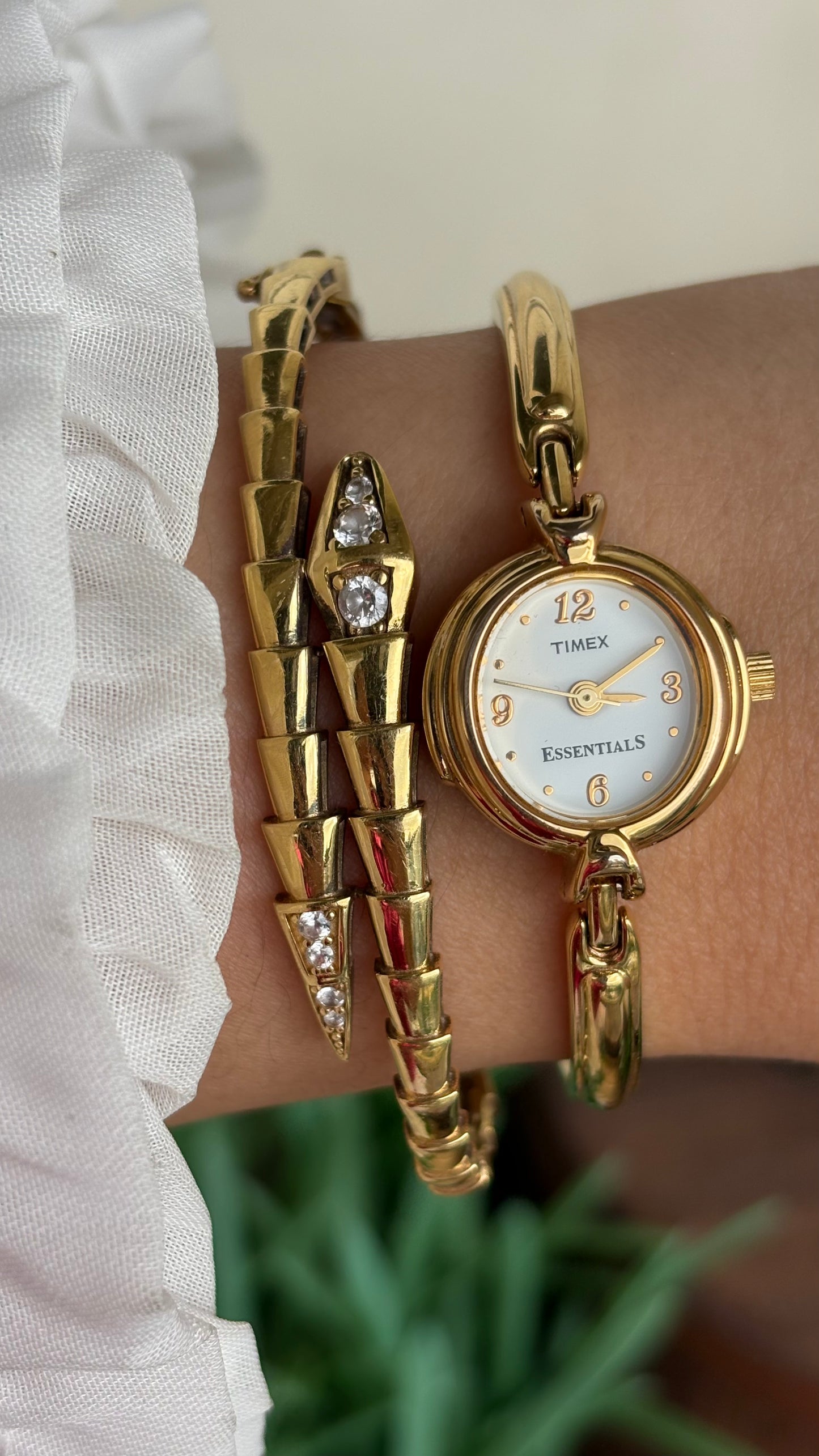 Extremely Rare Vintage Dainty Timex Essentials Watch in Gold Tone