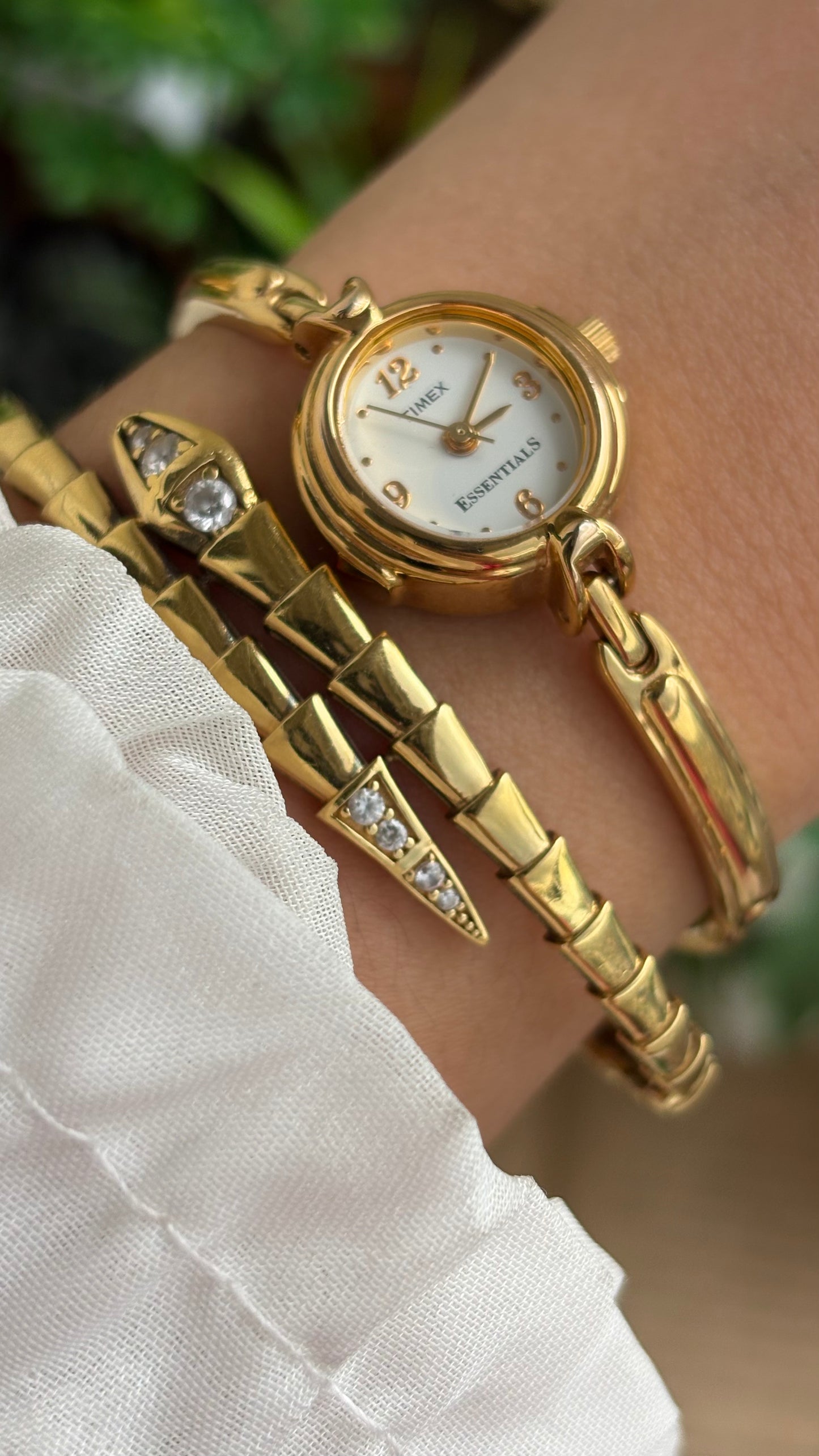 Extremely Rare Vintage Dainty Timex Essentials Watch in Gold Tone