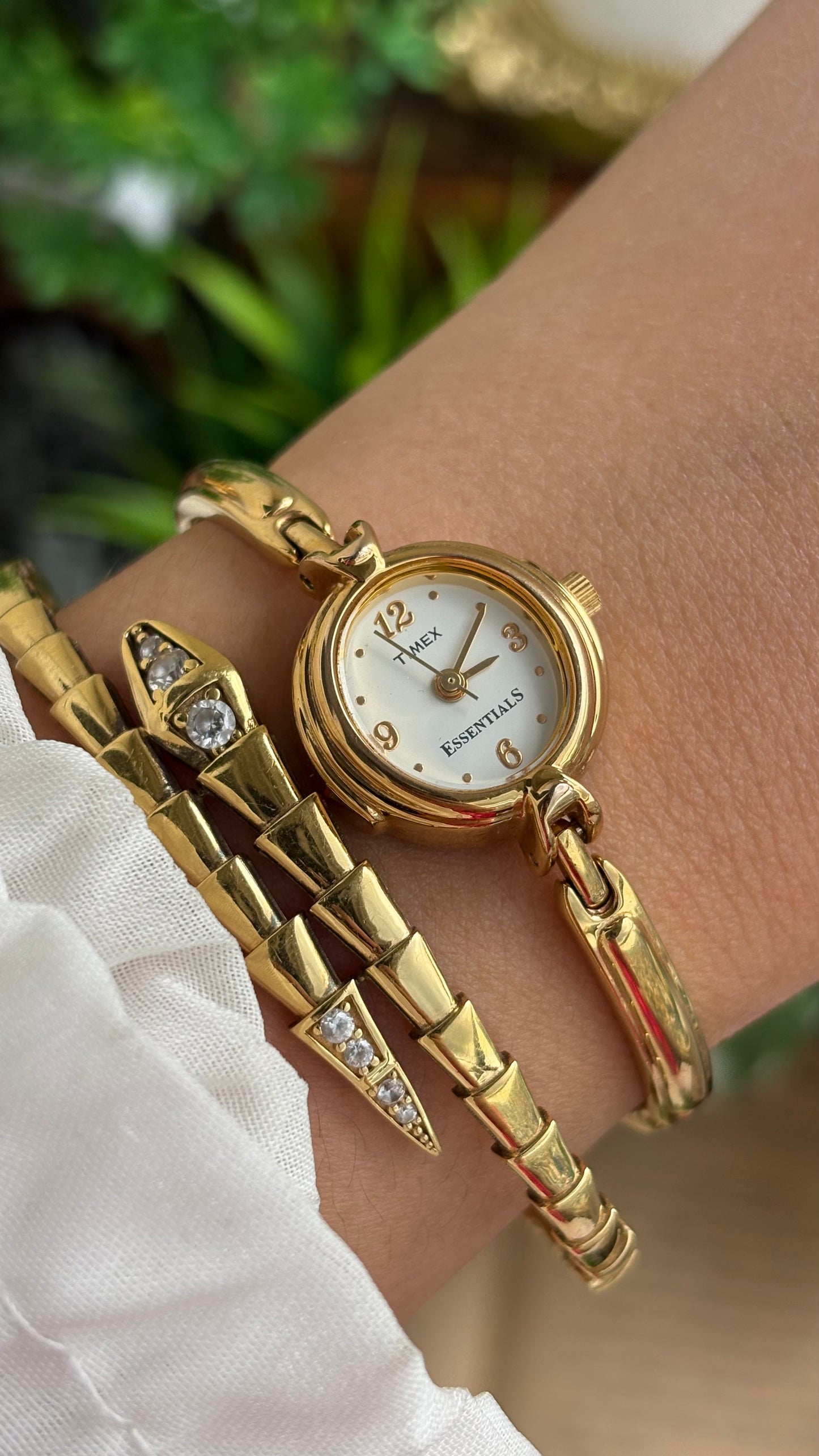 Extremely Rare Vintage Dainty Timex Essentials Watch in Gold Tone