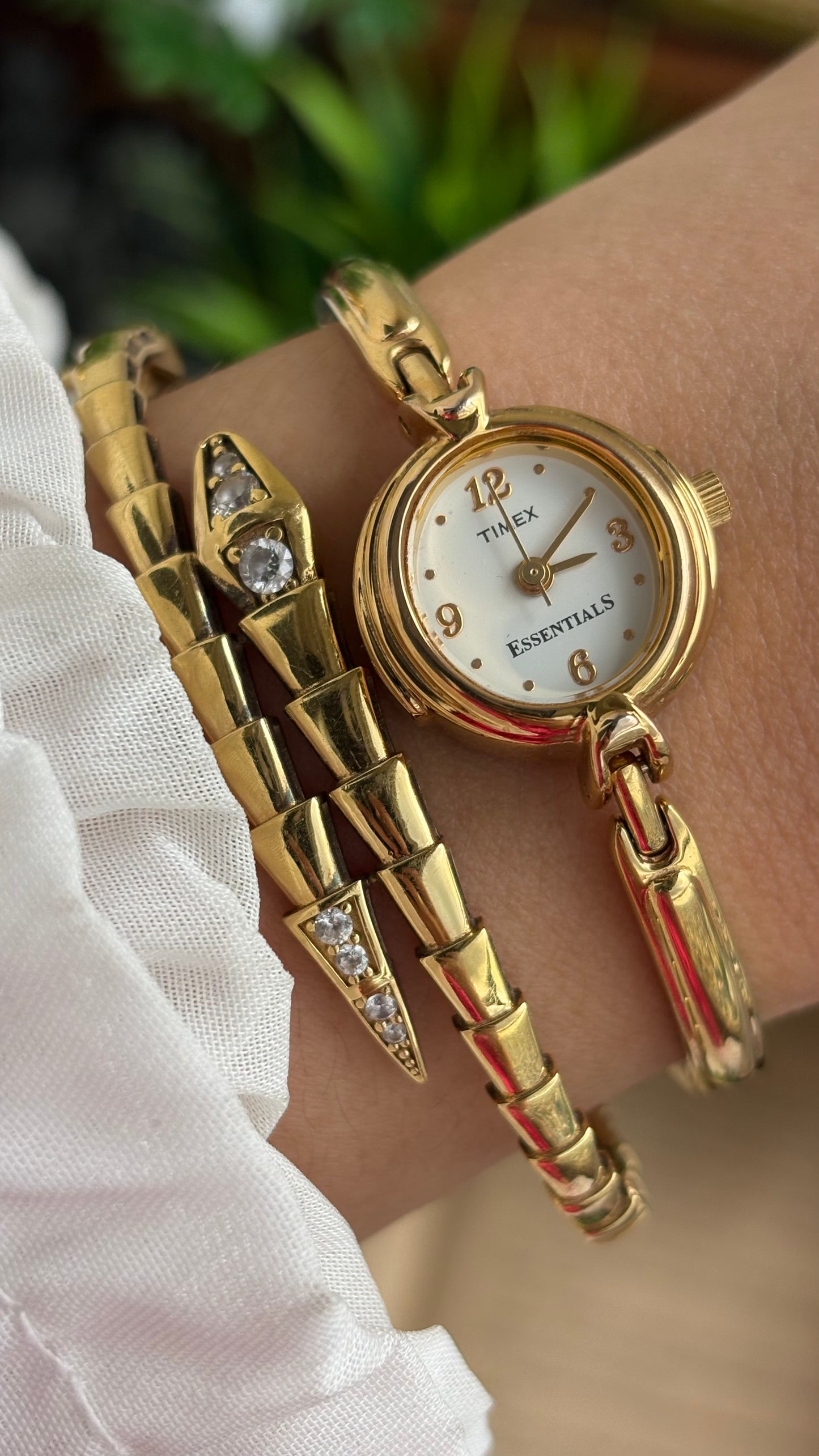 Extremely Rare Vintage Dainty Timex Essentials Watch in Gold Tone