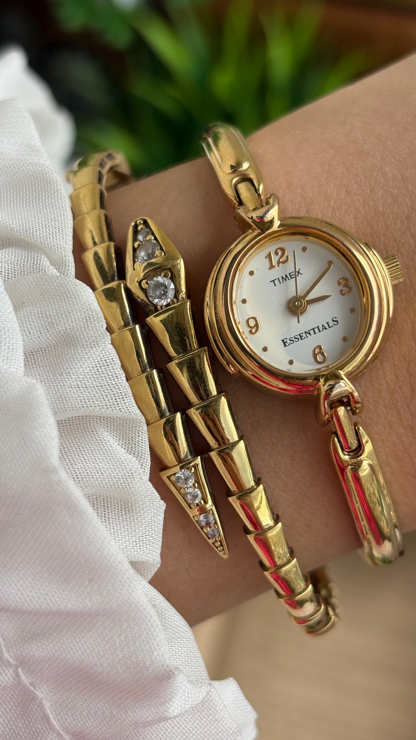 Extremely Rare Vintage Dainty Timex Essentials Watch in Gold Tone