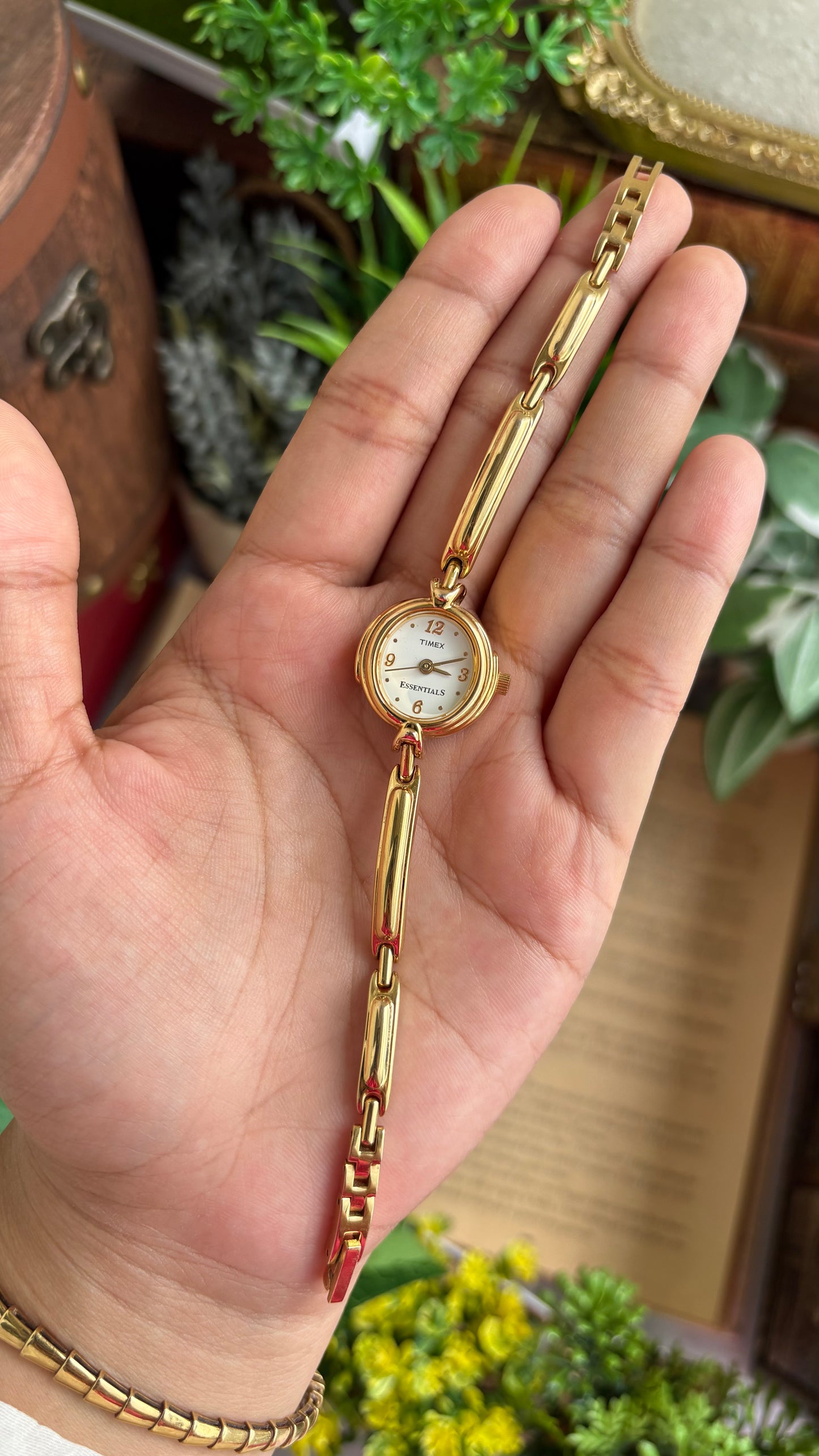 Extremely Rare Vintage Dainty Timex Essentials Watch in Gold Tone