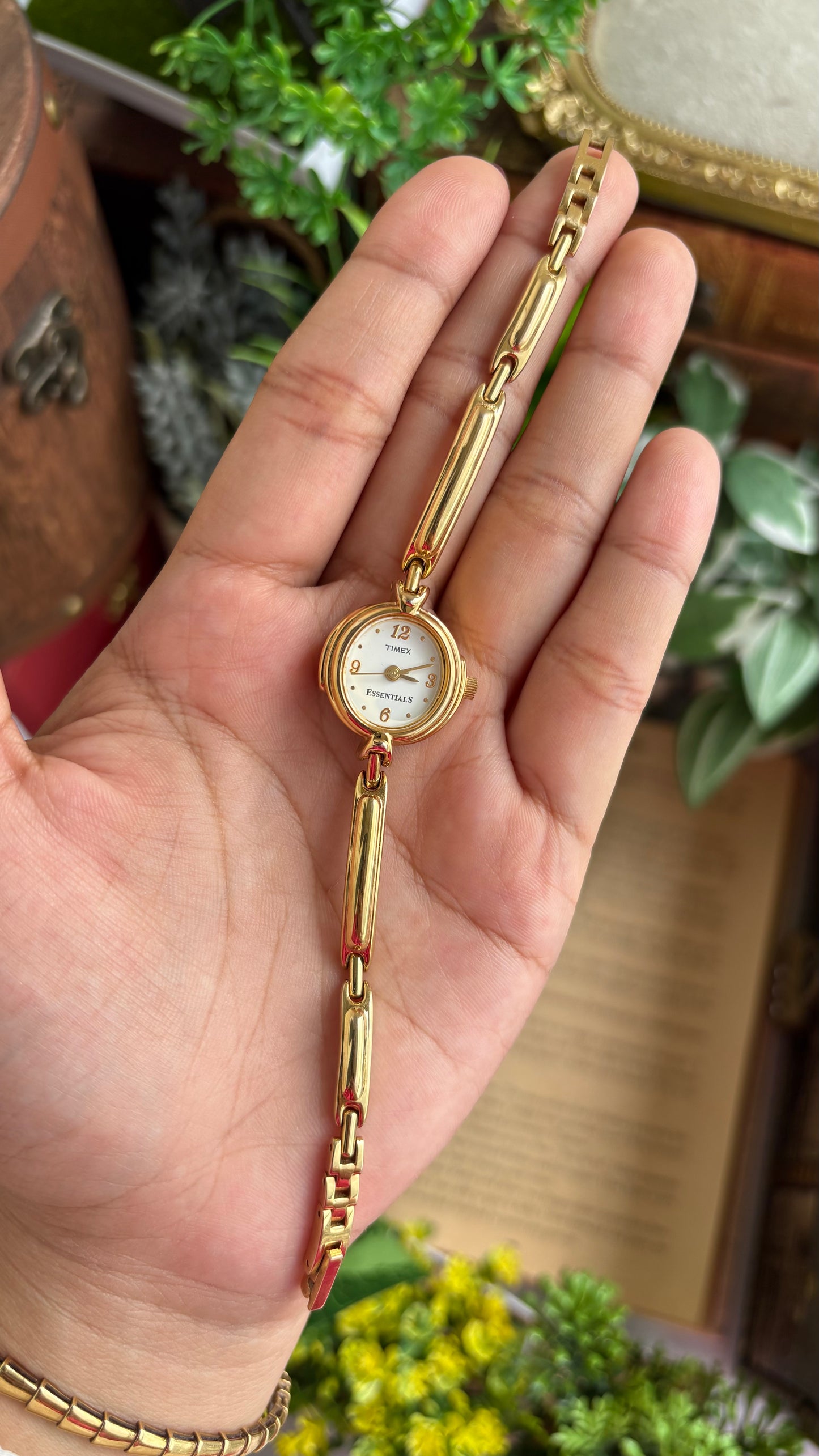 Extremely Rare Vintage Dainty Timex Essentials Watch in Gold Tone