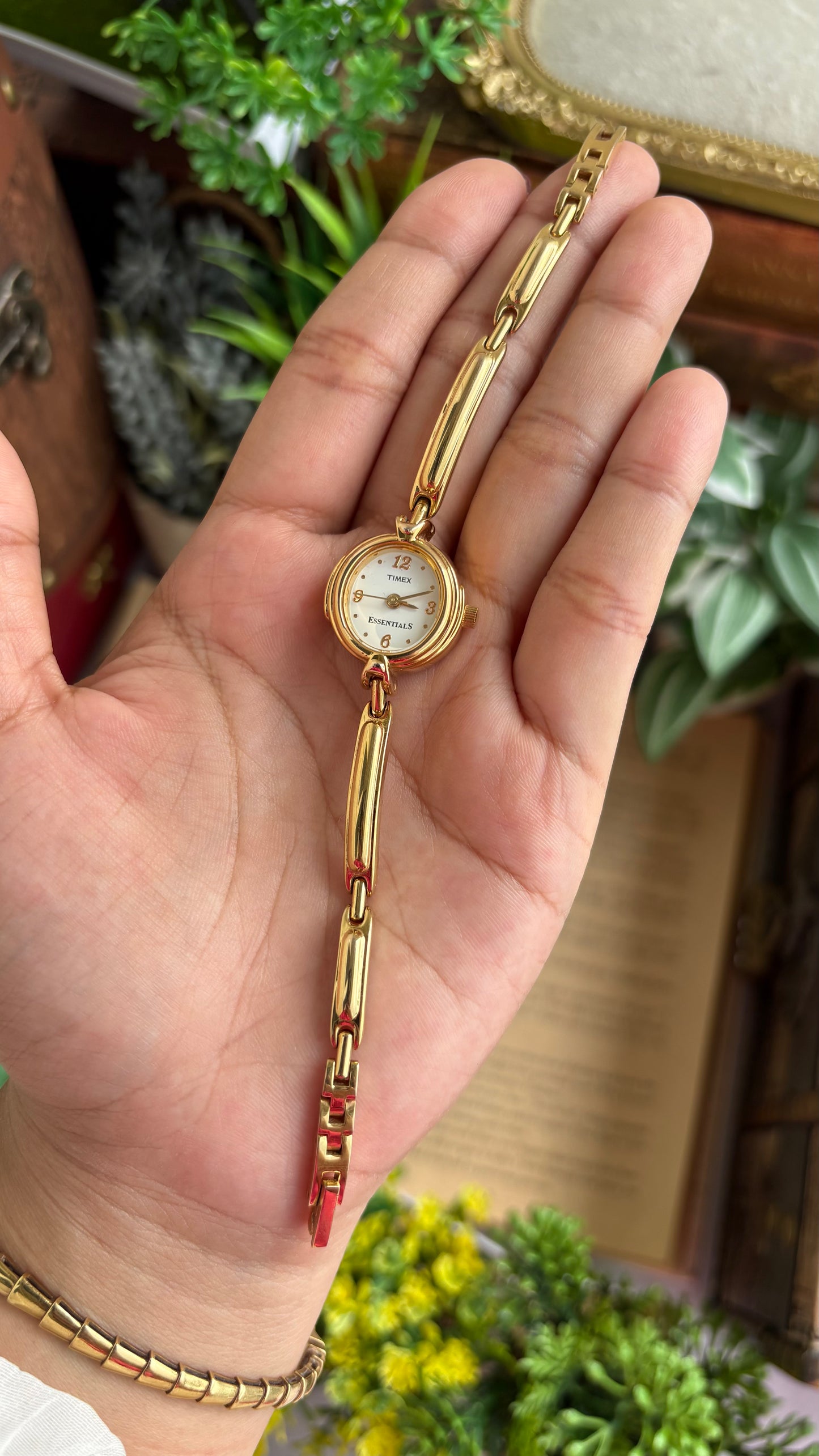 Extremely Rare Vintage Dainty Timex Essentials Watch in Gold Tone
