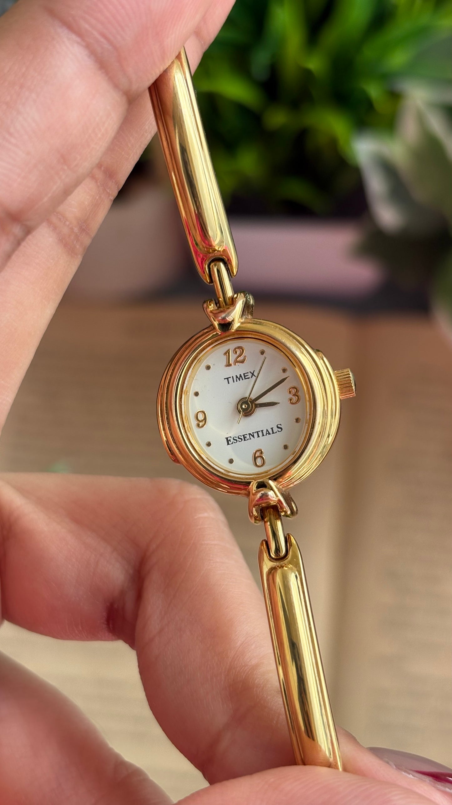 Extremely Rare Vintage Dainty Timex Essentials Watch in Gold Tone