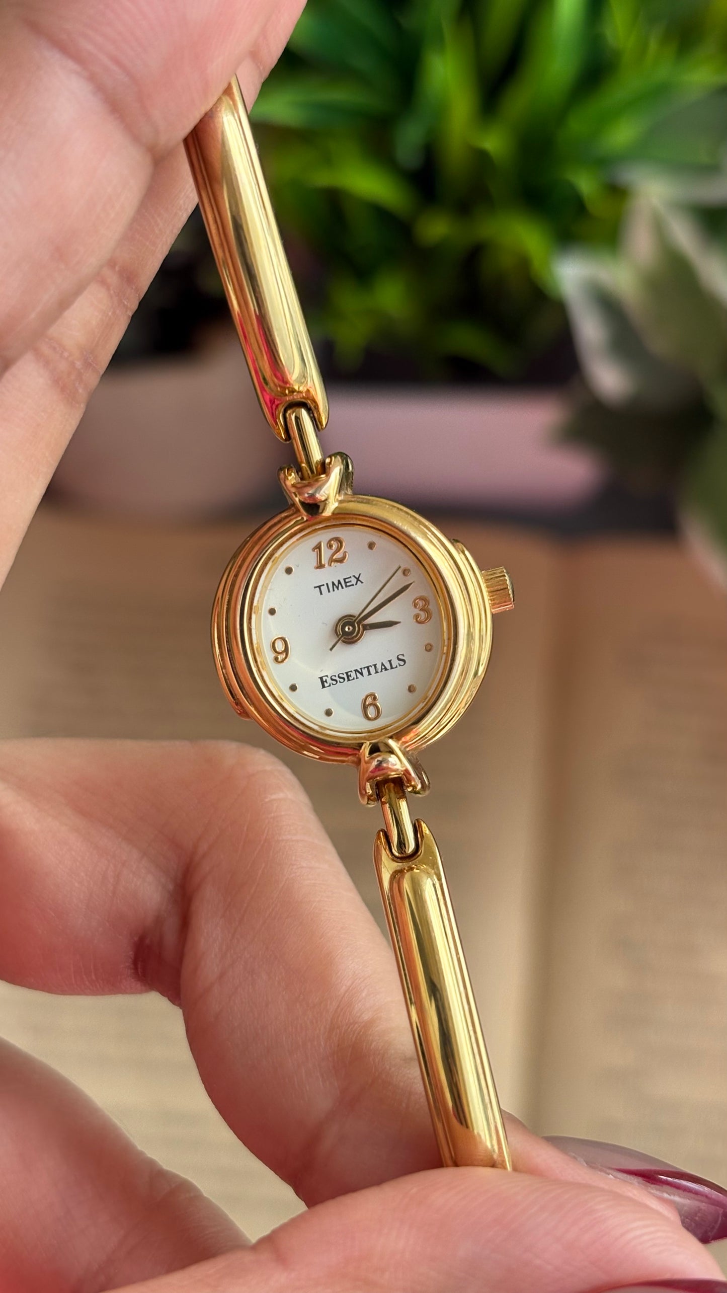 Extremely Rare Vintage Dainty Timex Essentials Watch in Gold Tone