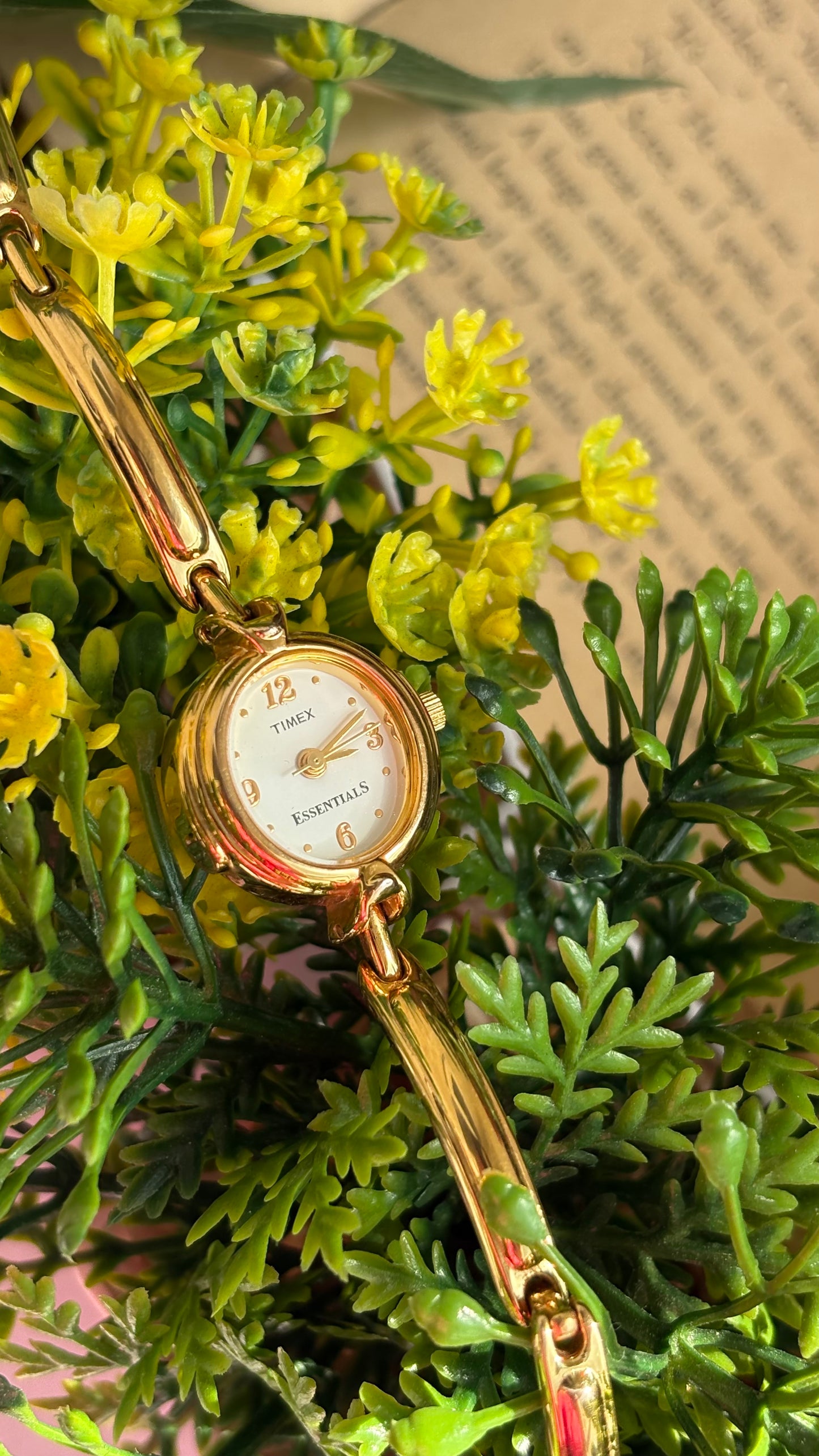 Extremely Rare Vintage Dainty Timex Essentials Watch in Gold Tone