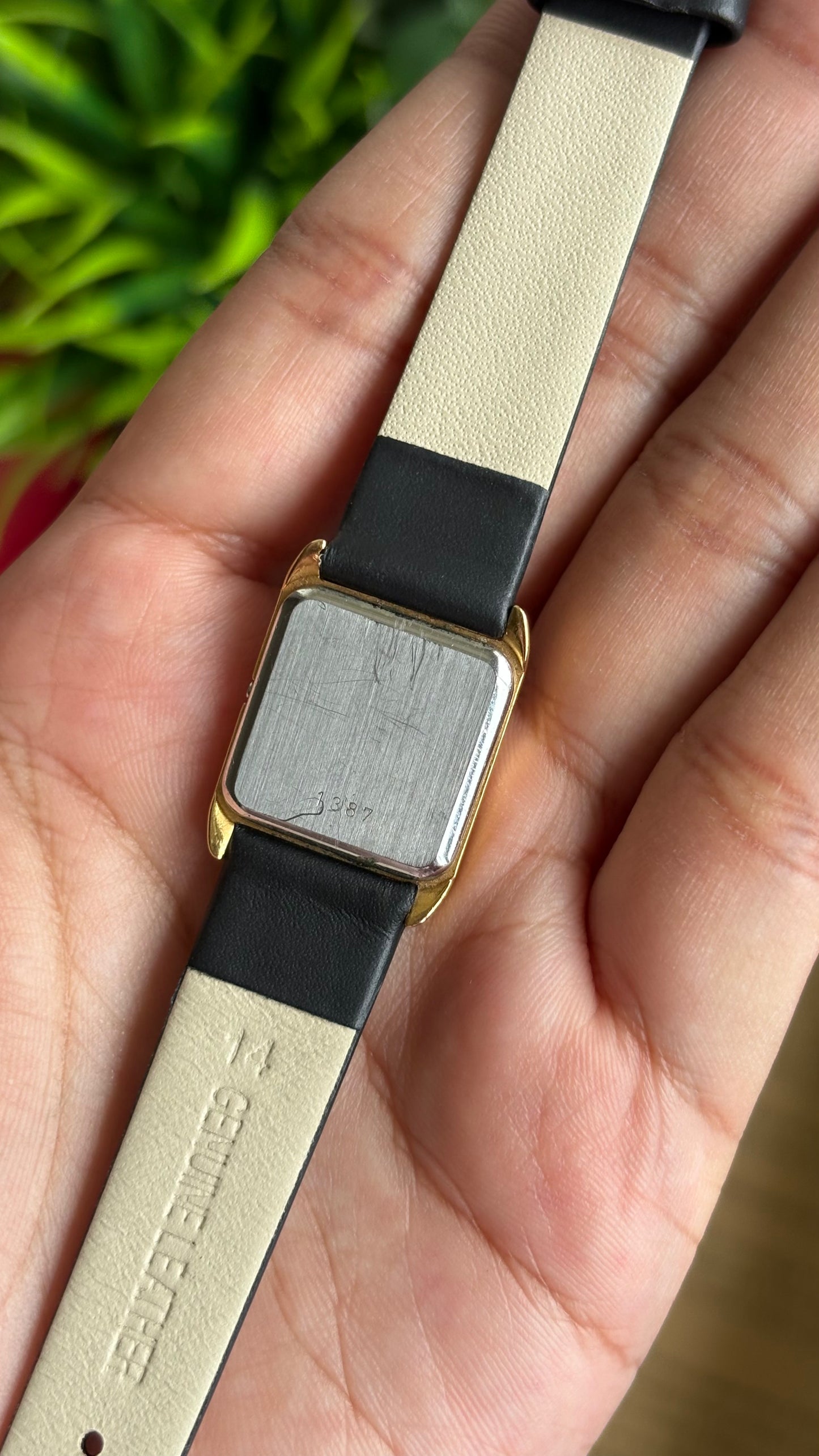 Vintage Omega De Ville Mini Tank Women’s Dress Watch in Black Leather Strap with Omega Box