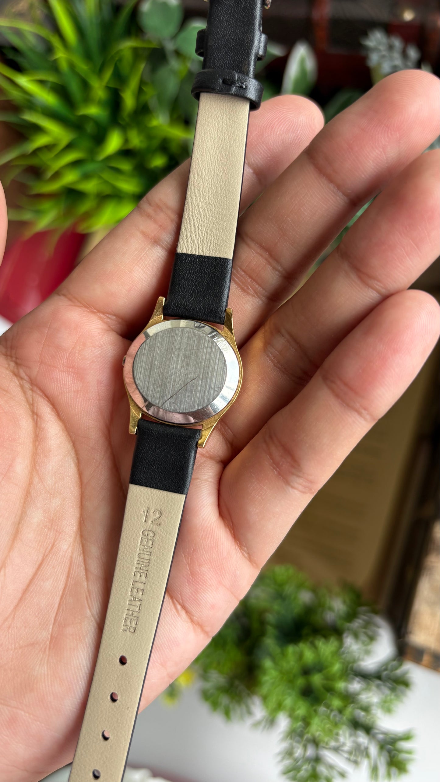 Vintage Omega De Ville Women’s Dress Watch in Black Leather Strap Roman Dial with Omega Box