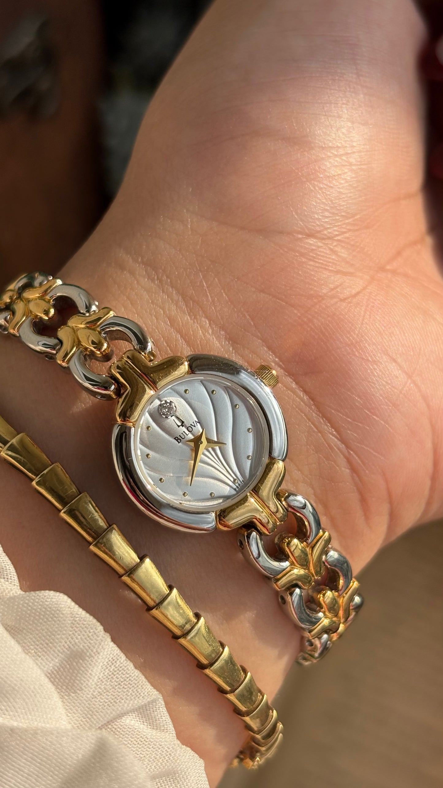 Extremely Rare Vintage Bulova Watch in Two-Tone Beach-Inspired Design