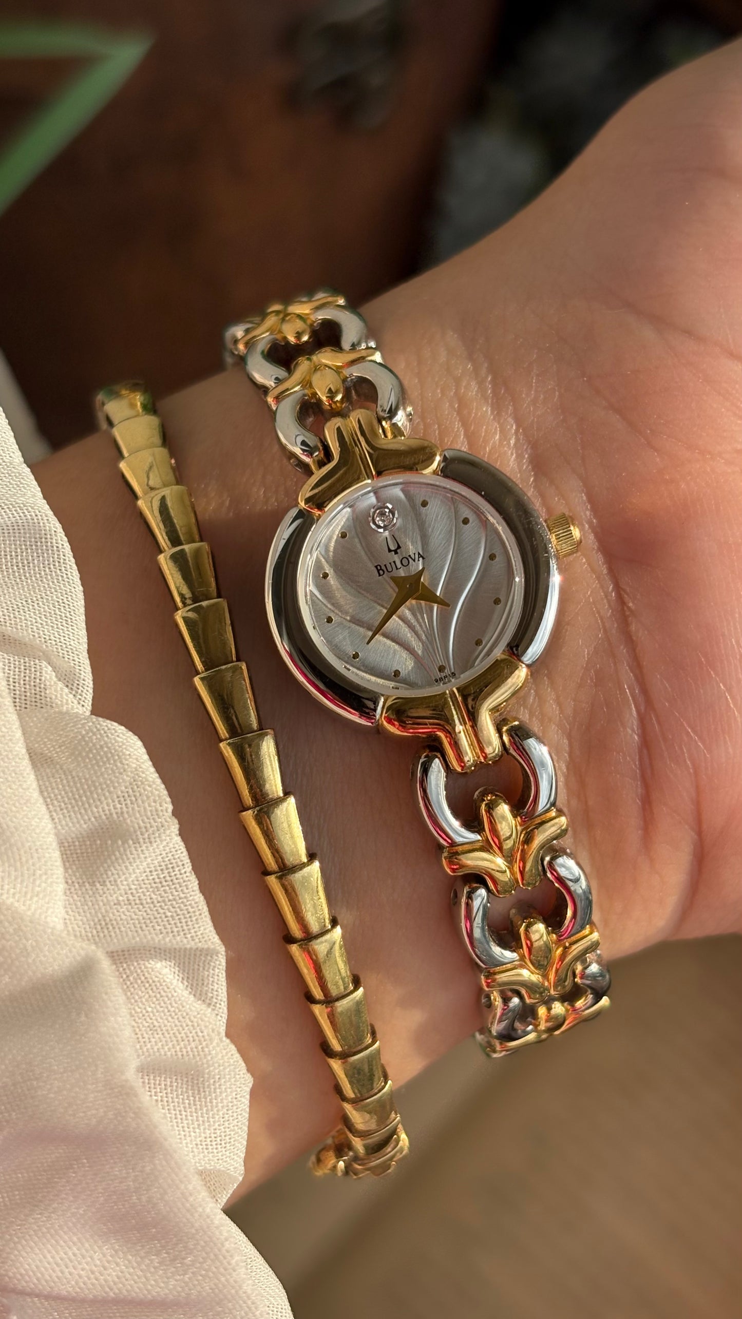 Extremely Rare Vintage Bulova Watch in Two-Tone Beach-Inspired Design