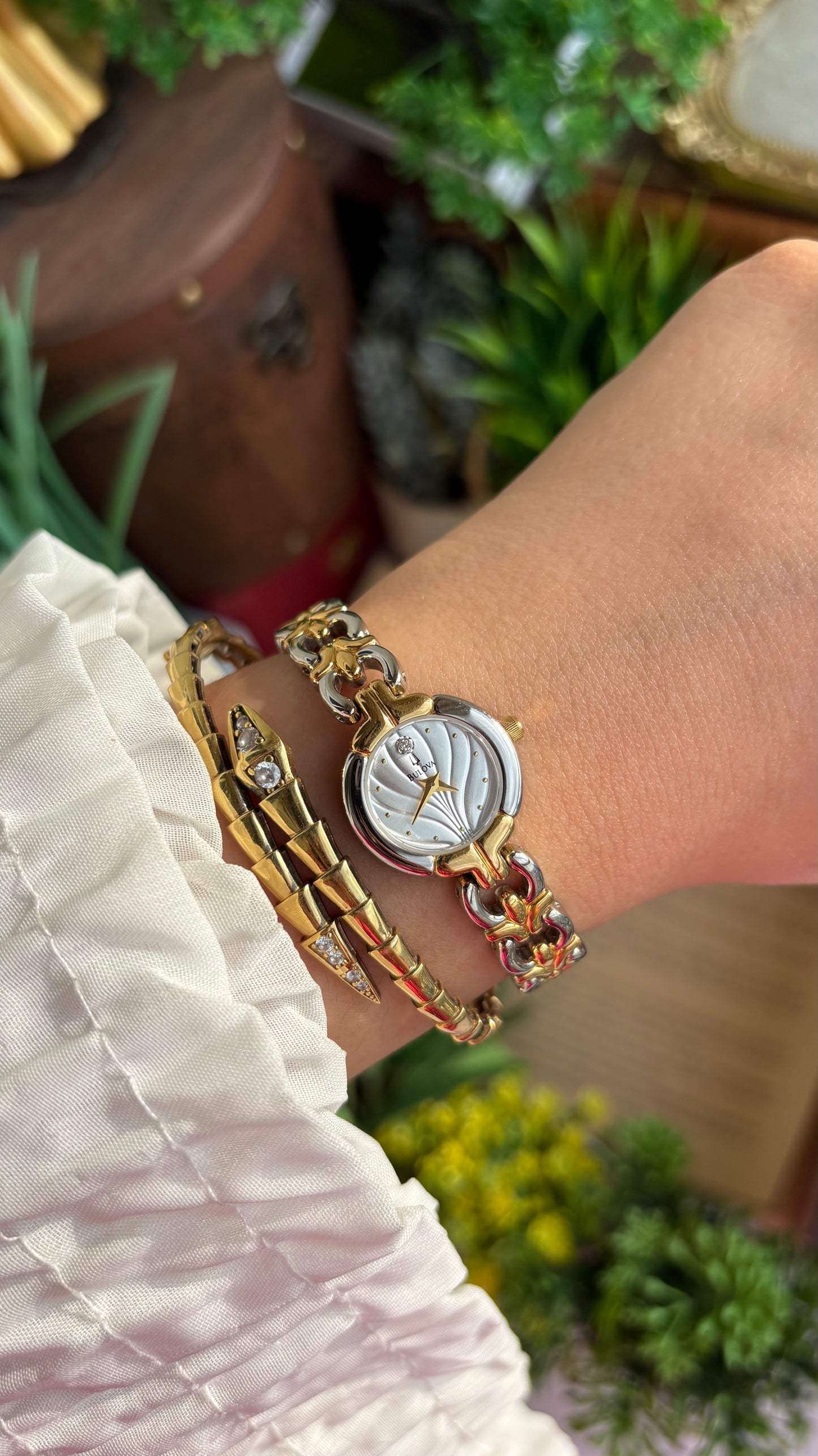 Extremely Rare Vintage Bulova Watch in Two-Tone Beach-Inspired Design