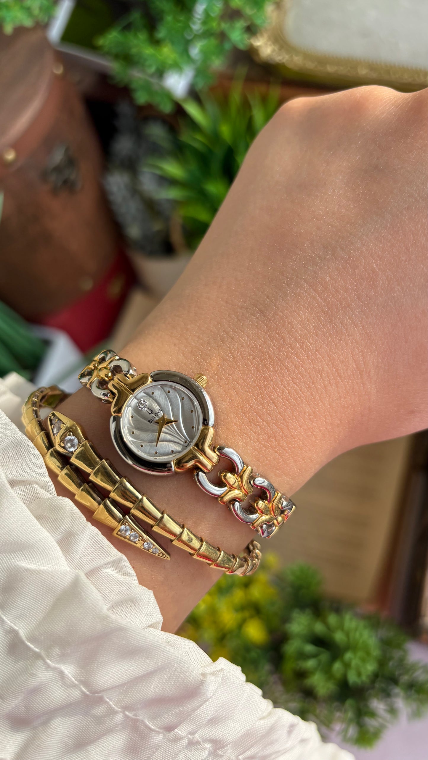 Extremely Rare Vintage Bulova Watch in Two-Tone Beach-Inspired Design